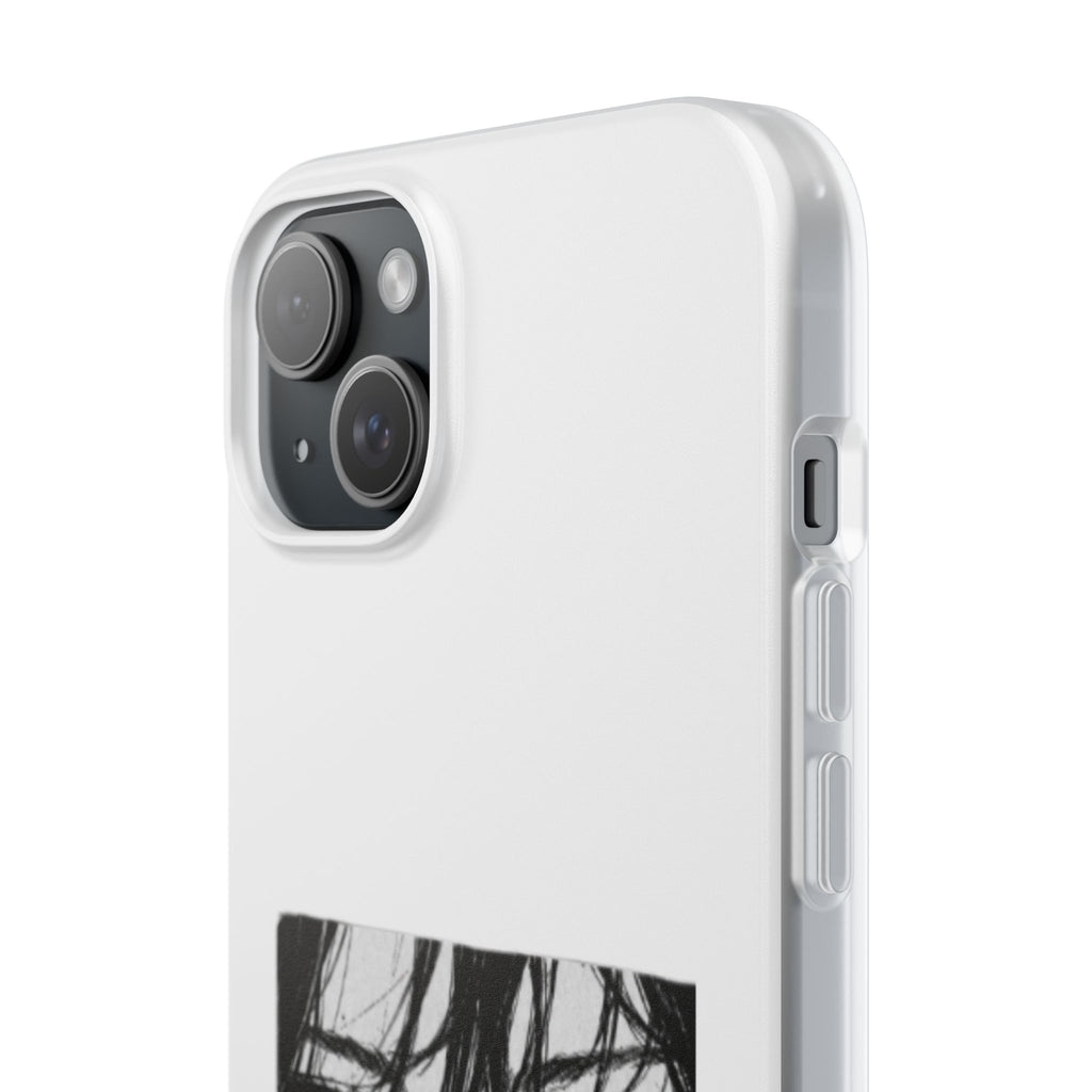 Anime Eyes Illustration Phone Case - Moody Black & White Flexi Case