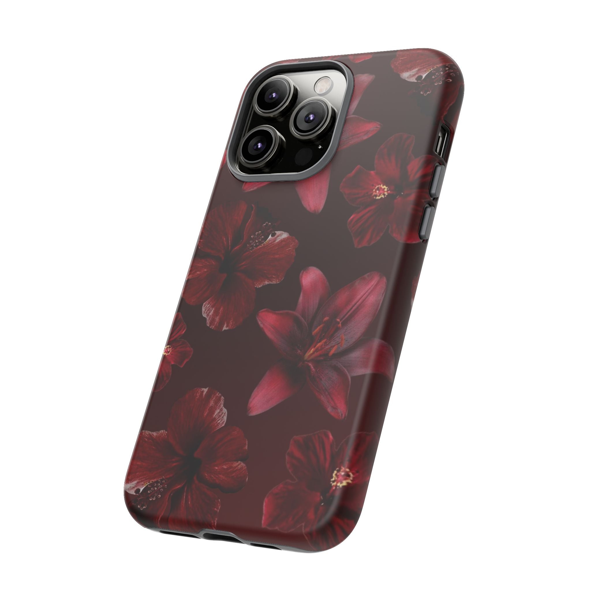 Tough Cases - Dark Red Floral Phone Case
