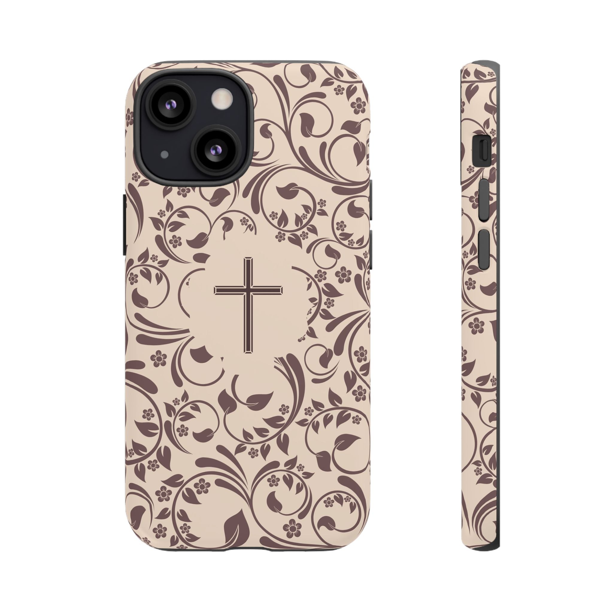 Christian Cross Floral Phone Case — Elegant Religious Protective Cover