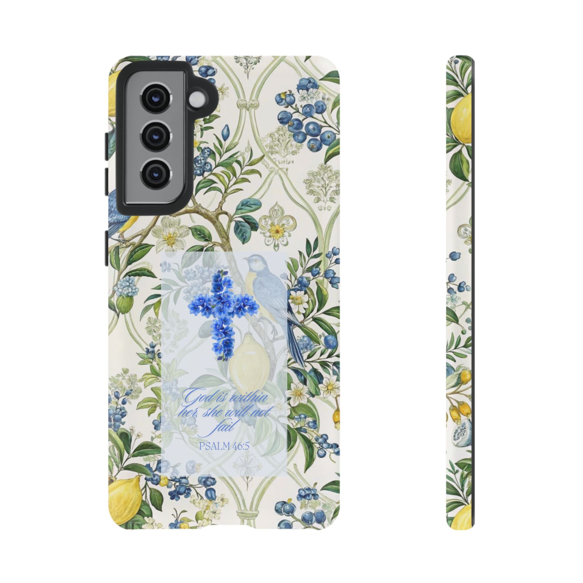 Floral Cross Tough Phone Case — Psalms Blessing Protective Cover