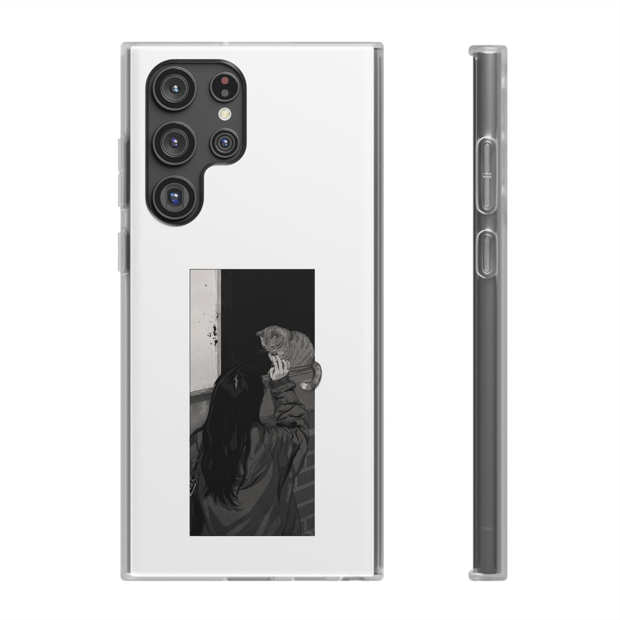 Black & White Cat Window Art Flexi Case