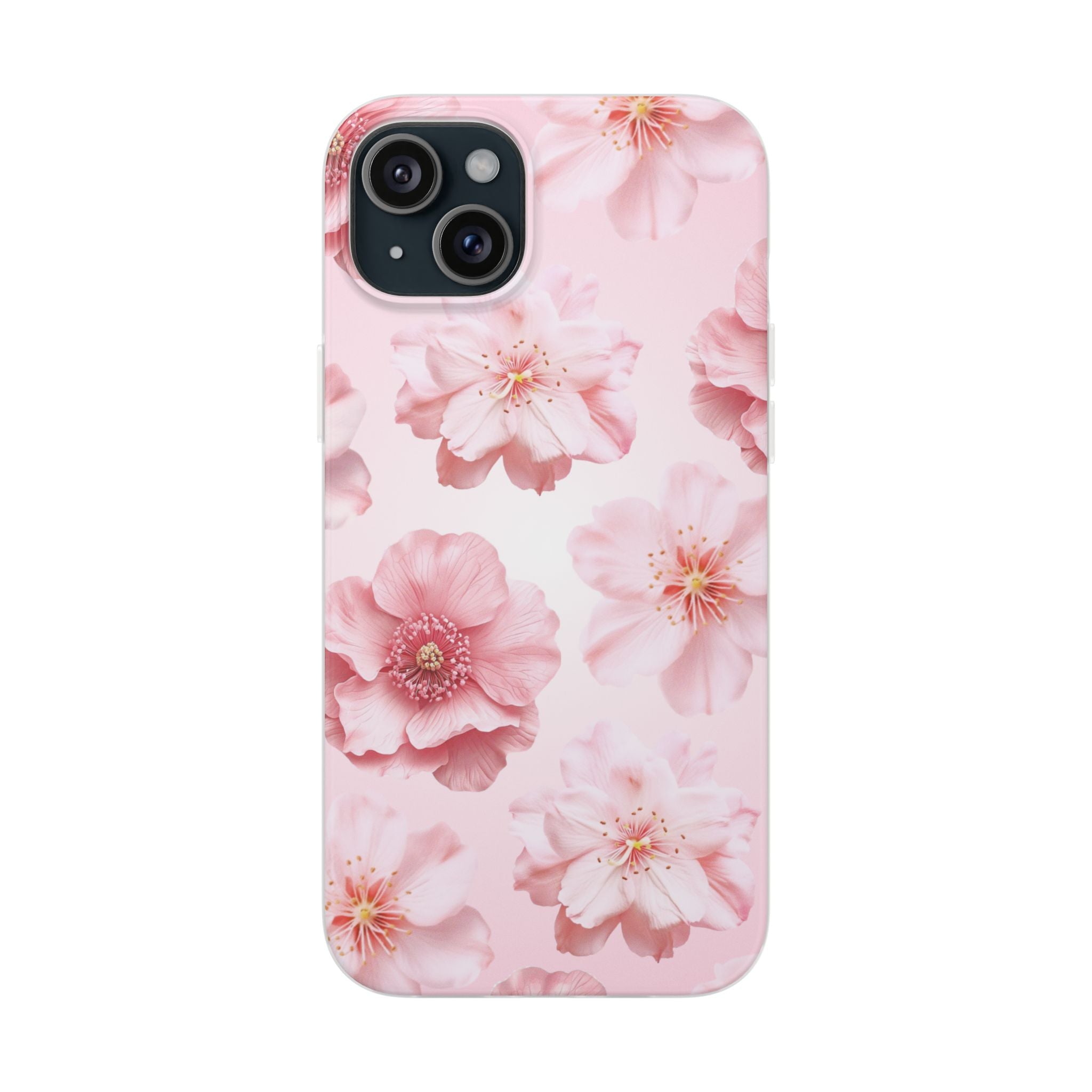 Pink Cherry Blossom Phone Case — Floral Slim Flexi Case for iPhone