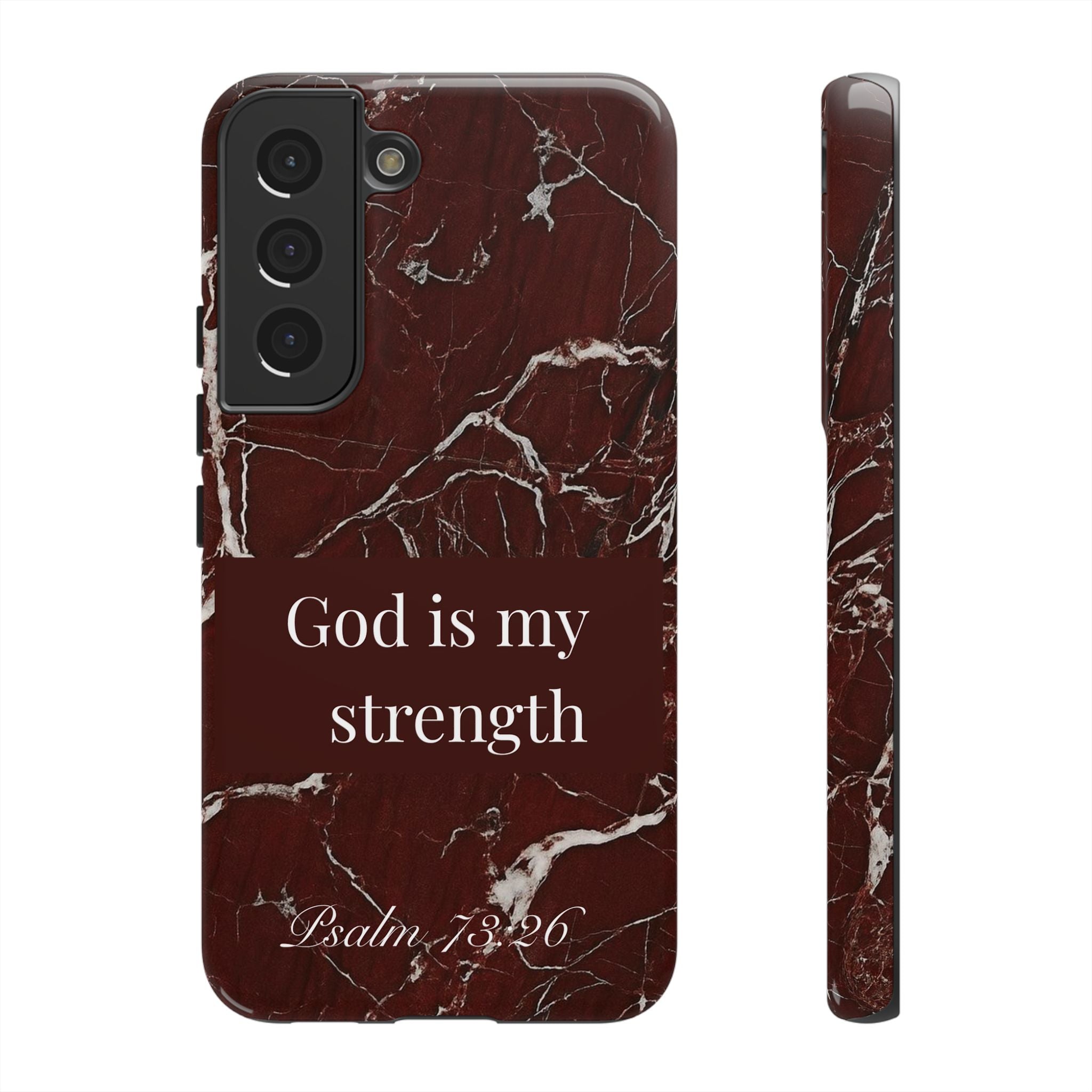 God Is My Strength — Psalm 73:26 Christian Tough Phone Case | Marble Faith Cover