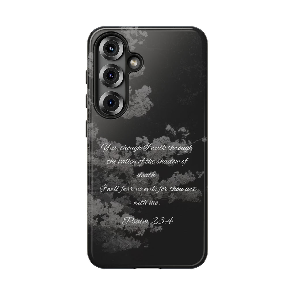 Bible Verse Phone Case — Psalm 23:4 Comfort Black Protective Cover