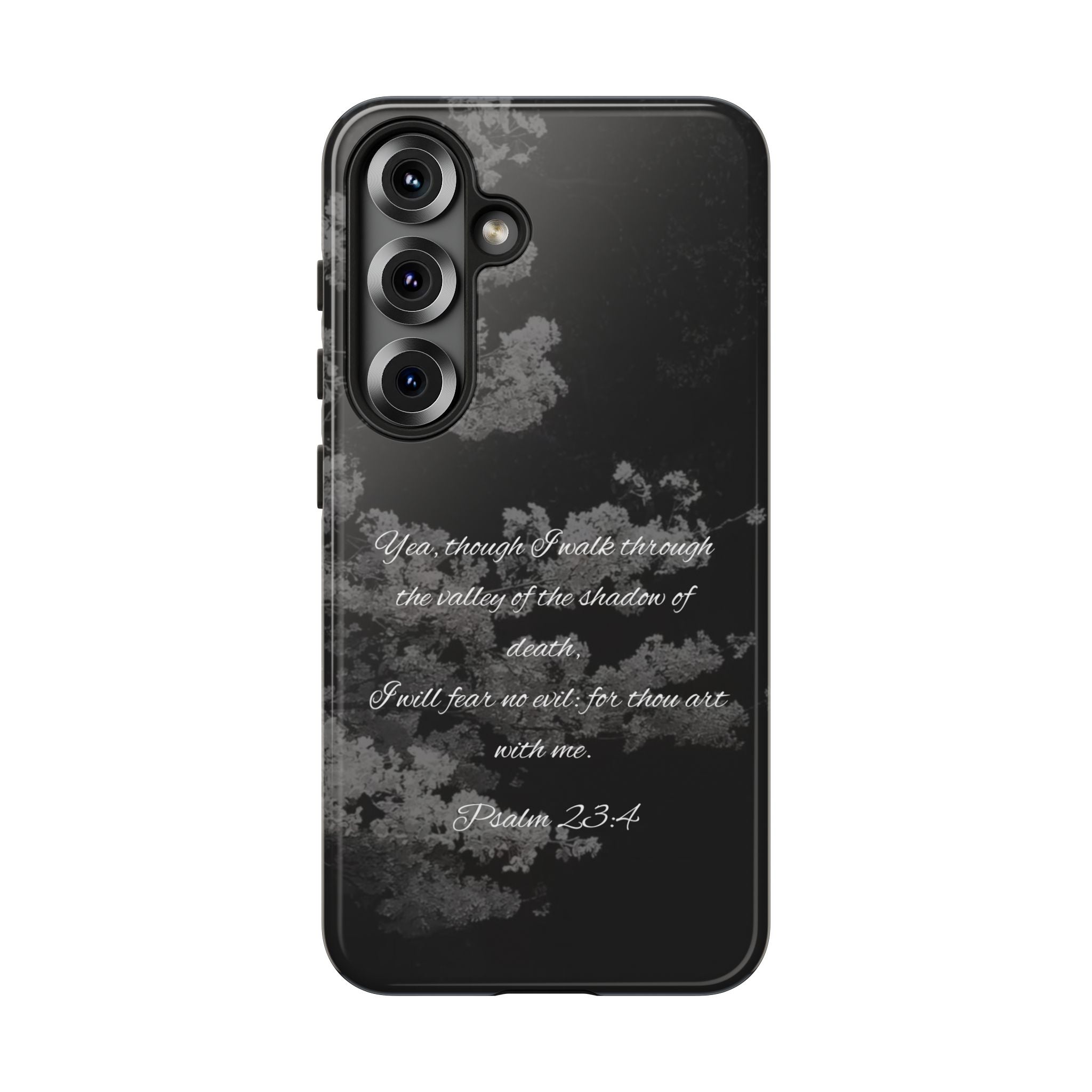 Bible Verse Phone Case — Psalm 23:4 Comfort Black Protective Cover