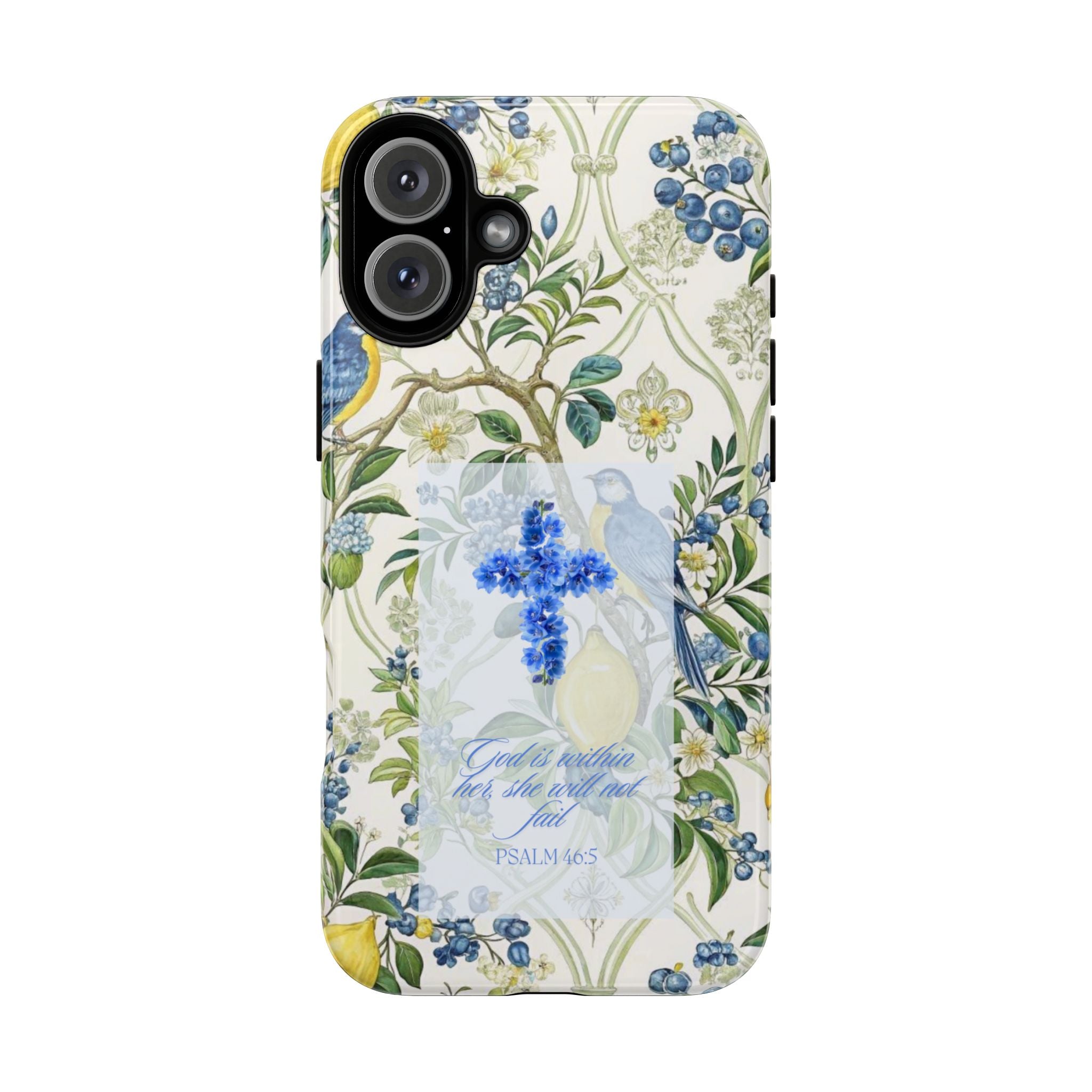 Floral Cross Tough Phone Case — Psalms Blessing Protective Cover