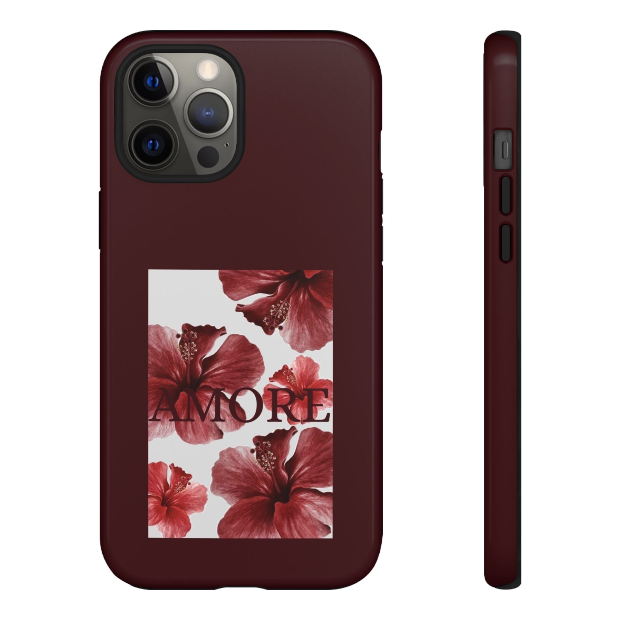 Amore Floral Phone Case — Burgundy Tough Protective Cover