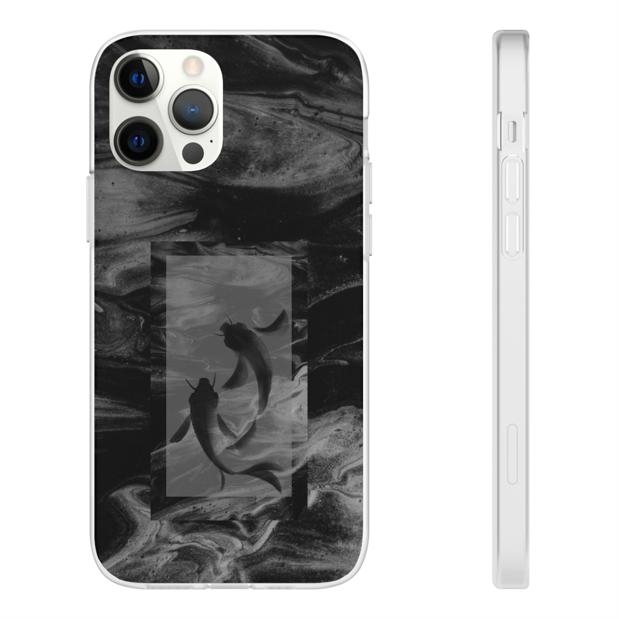 Black Koi Phone Case — Minimalist Monochrome Fish Design