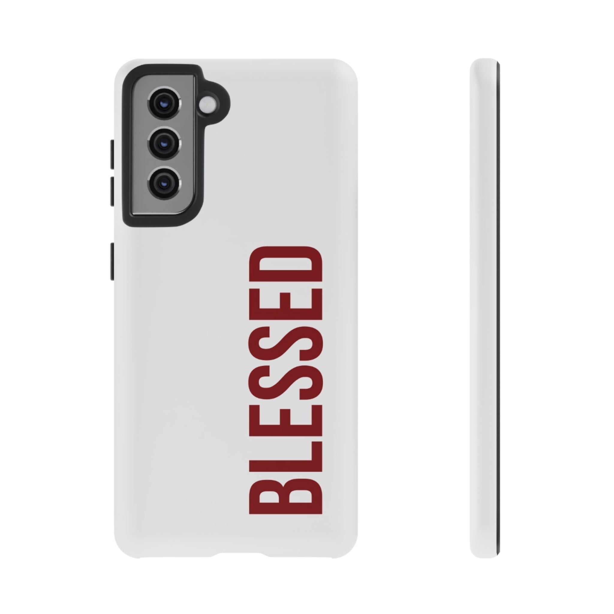 Blessed Vertical Phone Case — Protective Slim iPhone Cover with Red 'BLESSED' Text