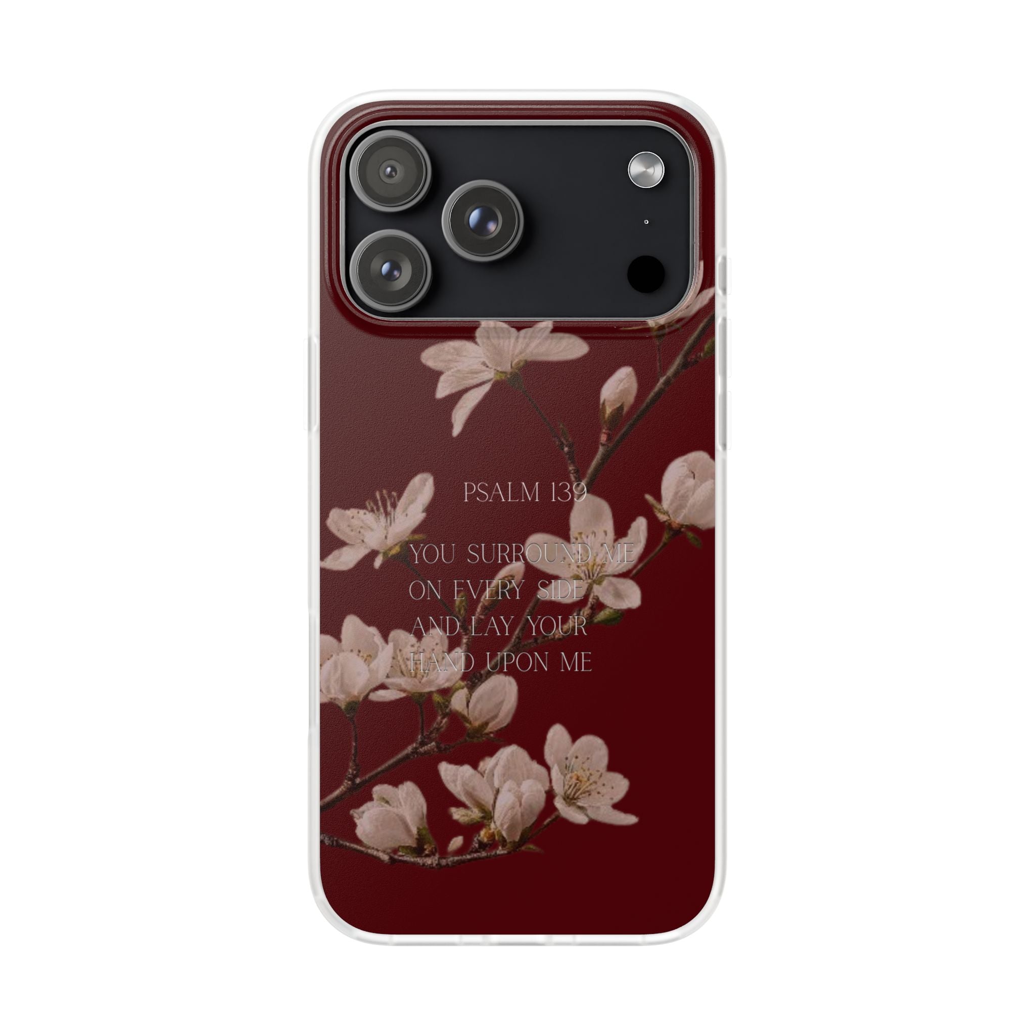 Floral Psalm Phone Case — Psalm 139 Scripture Cherry Blossom iPhone Cover