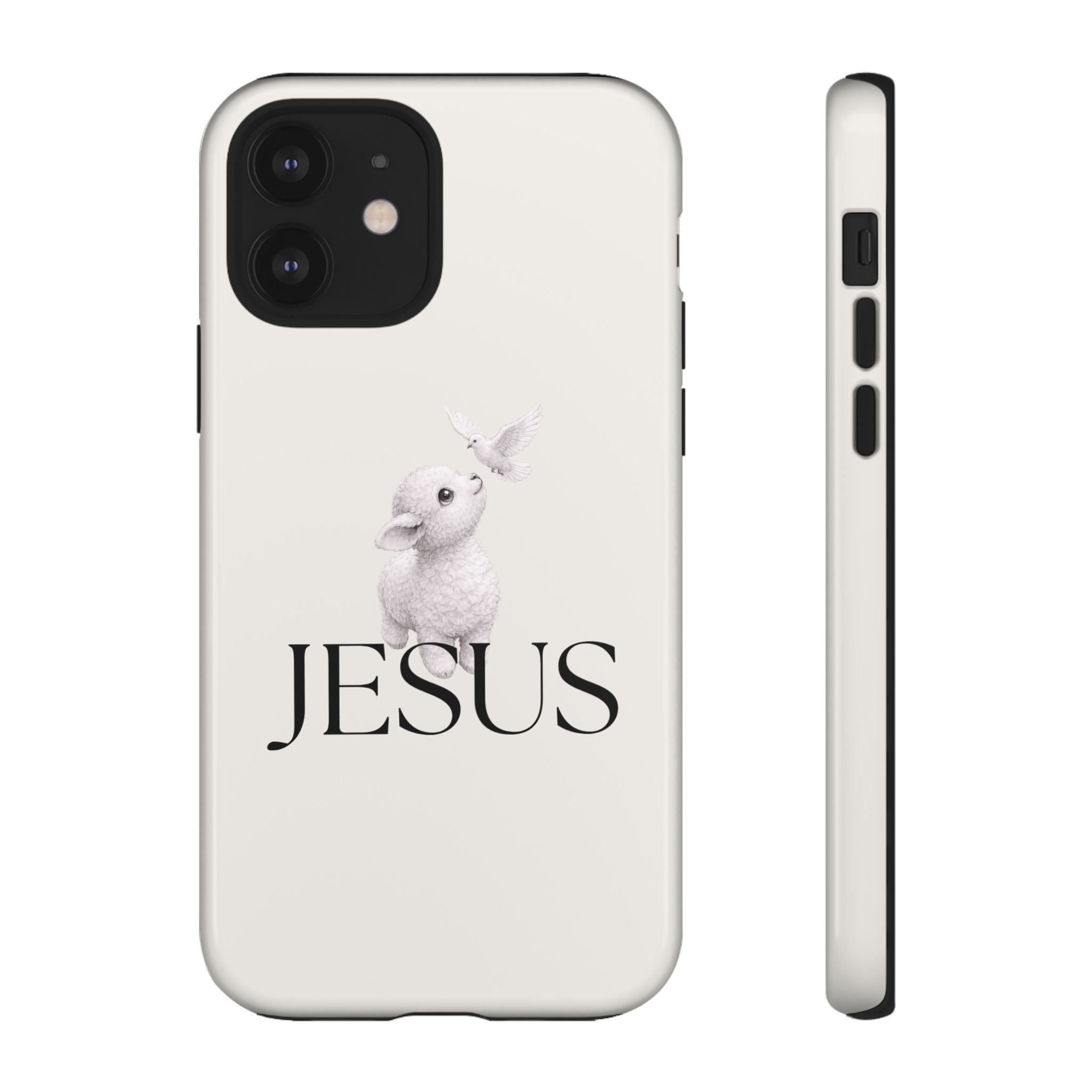 Jesus Lamb Phone Case - Christian Faith iPhone Case with Dove Design
