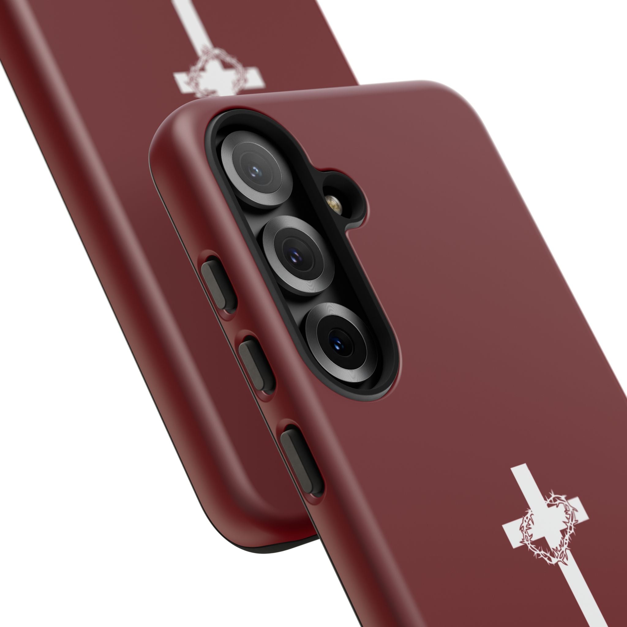 God's Plan — Christian Tough Phone Case | Cross Faith Burgundy Cover