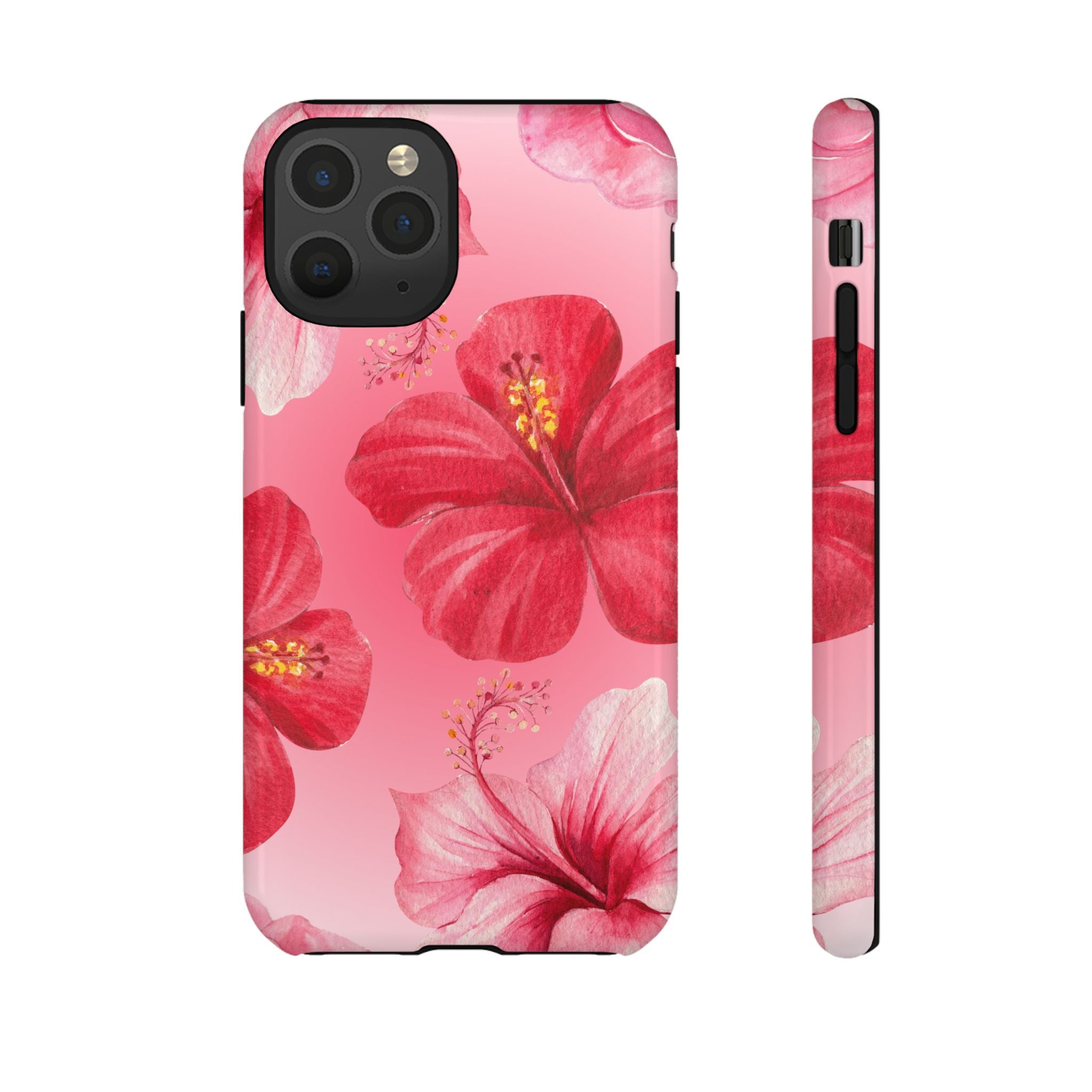 Hibiscus Pink Tough Phone Case — Floral Tropical Protective Cover