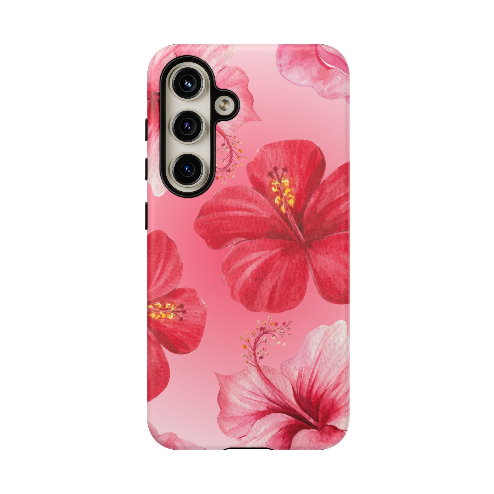 Hibiscus Pink Tough Phone Case — Floral Tropical Protective Cover