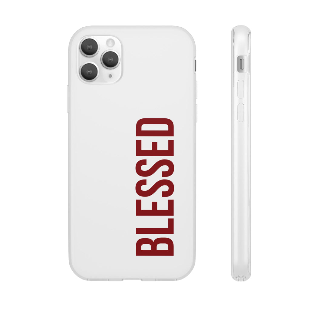 Blessed Phone Case — Vertical Red Typography Clear Flexi Case
