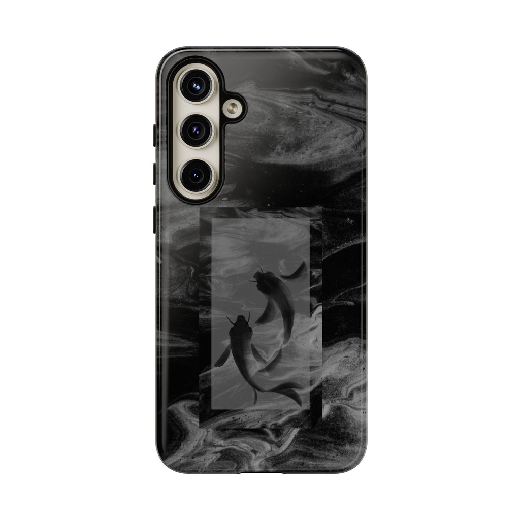 Koi Yin-Yang Marble Phone Case – Black Smoky Art Protection