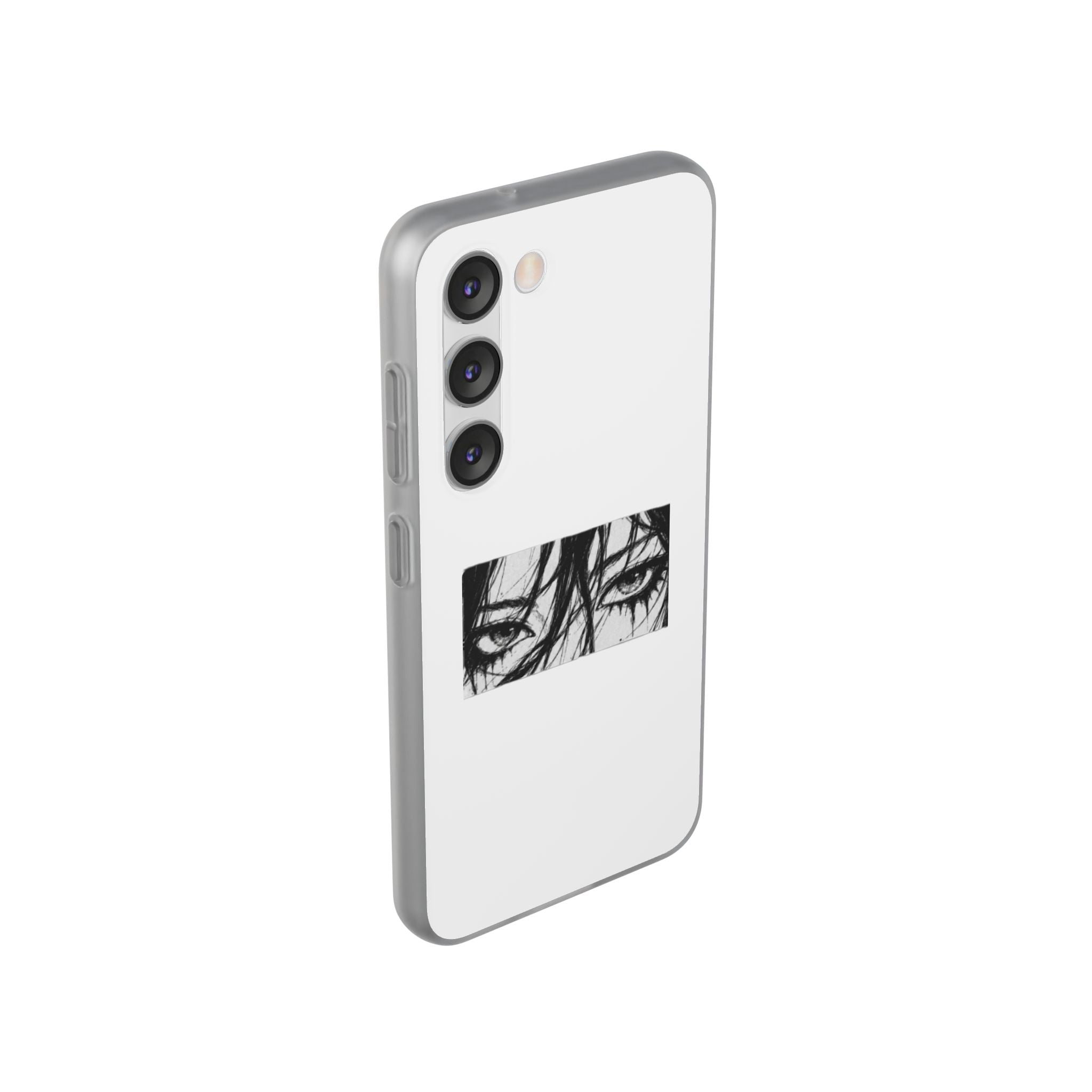 Anime Eyes Illustration Phone Case - Moody Black & White Flexi Case