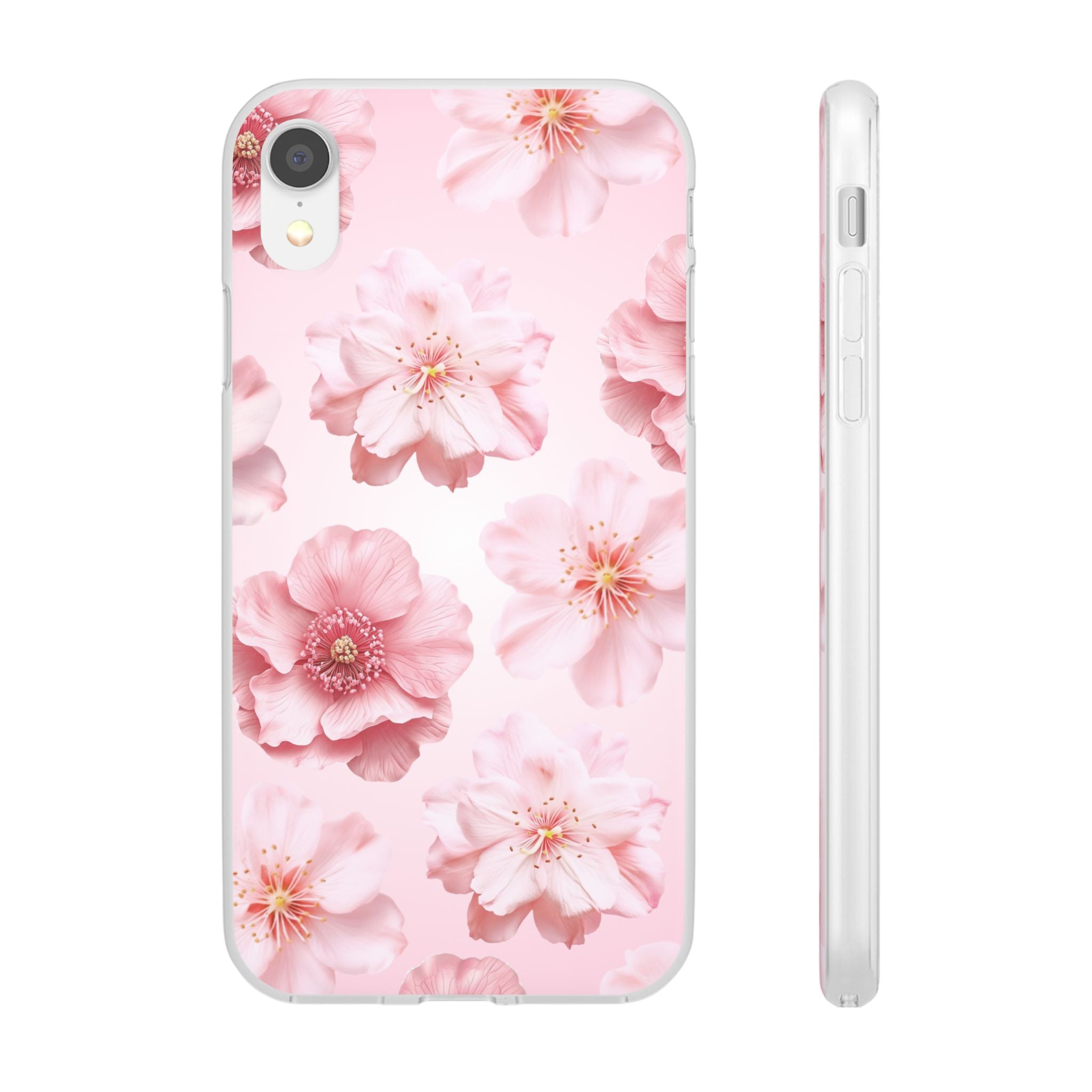 Pink Cherry Blossom Phone Case — Floral Slim Flexi Case for iPhone