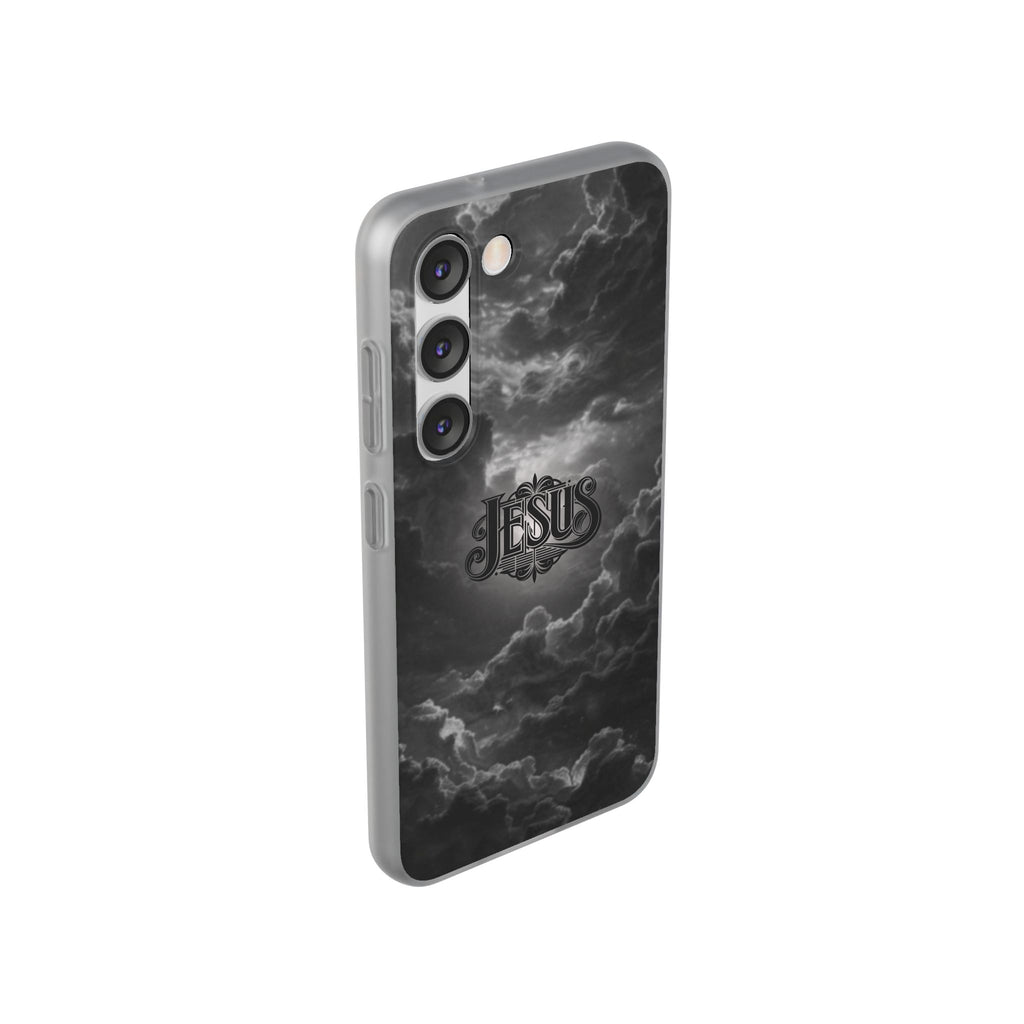 Jesus Cloud Phone Case — Faith-Inspired Flexi Case with 'Jesus' Script