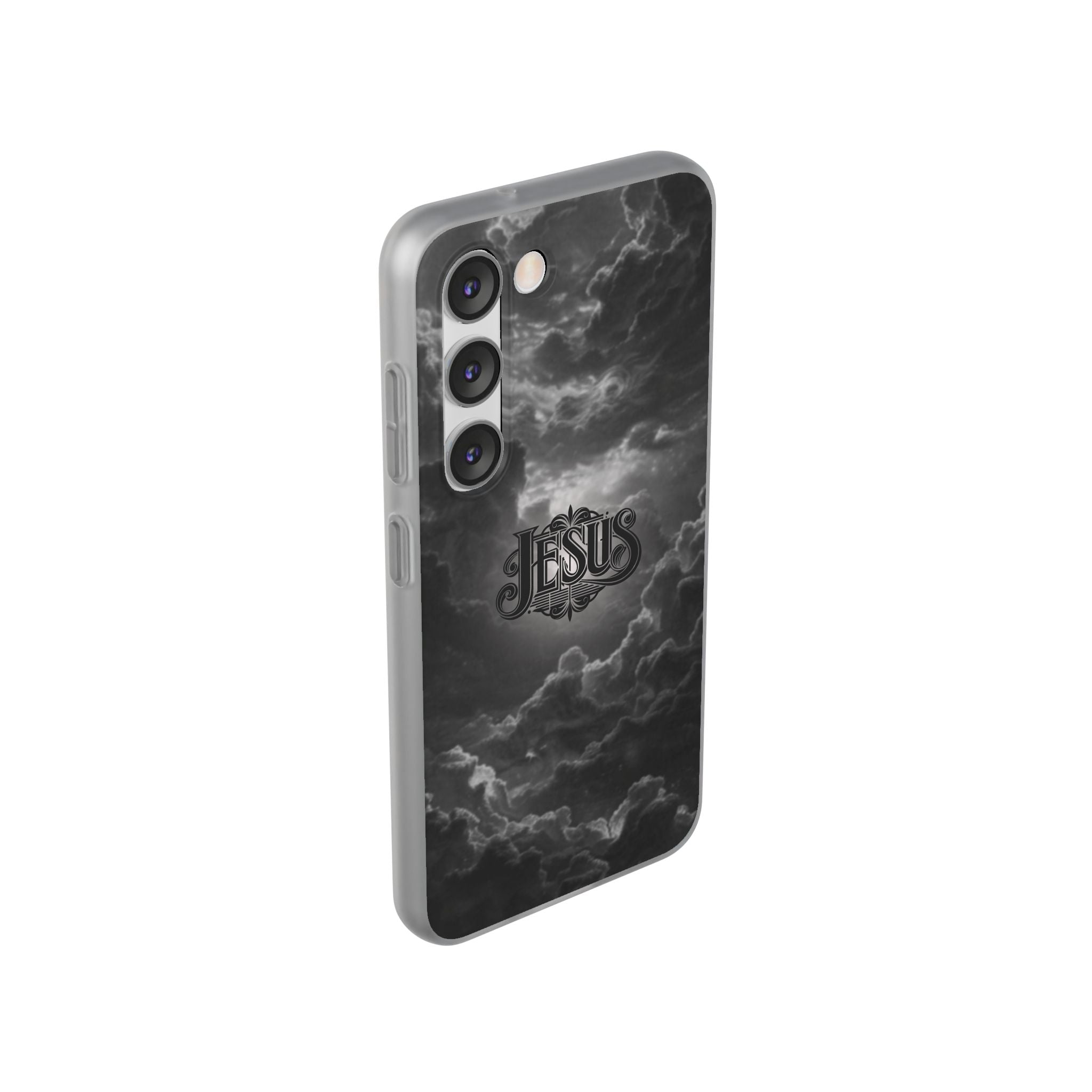 Jesus Cloud Phone Case — Faith-Inspired Flexi Case with 'Jesus' Script