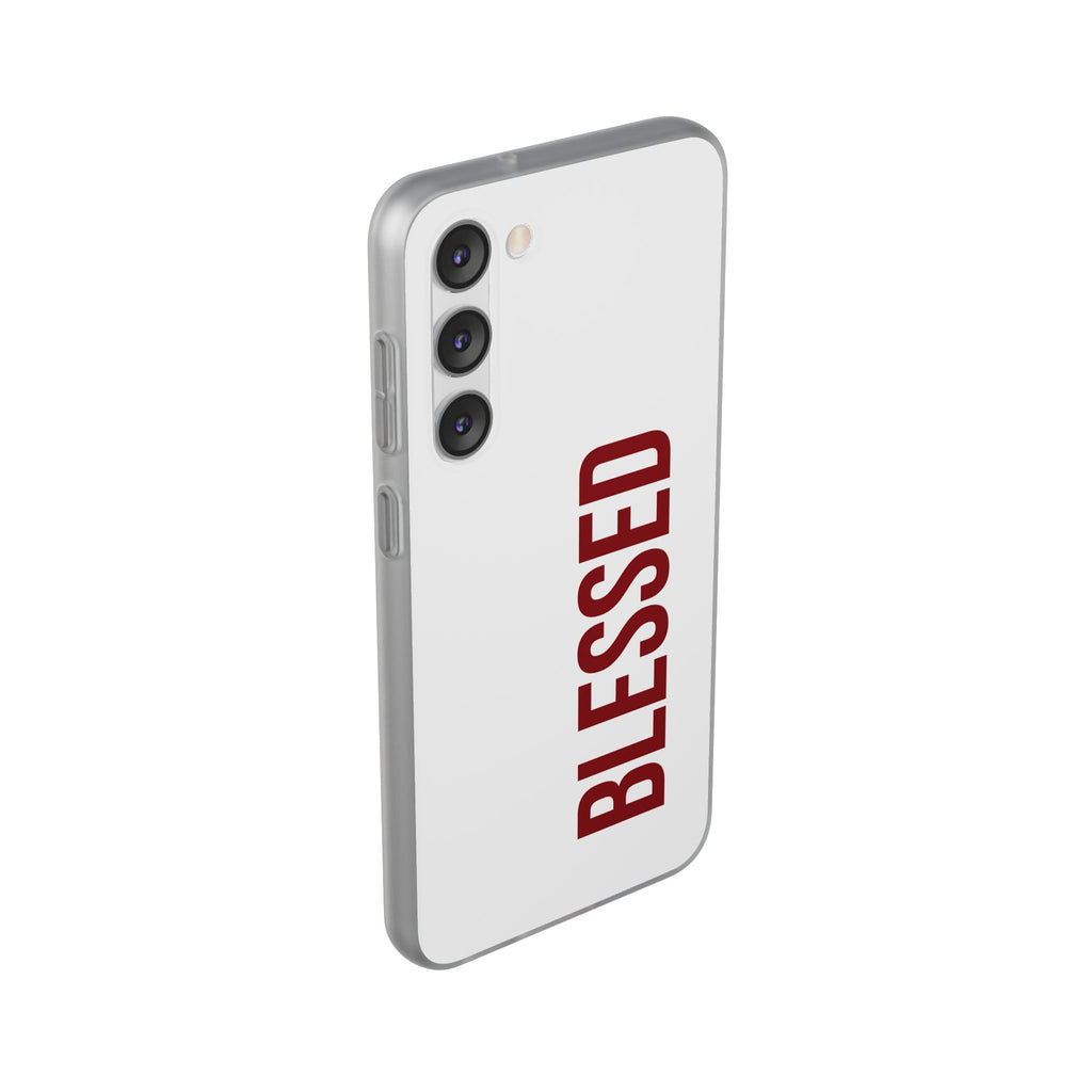 Blessed Phone Case — Vertical Red Typography Clear Flexi Case