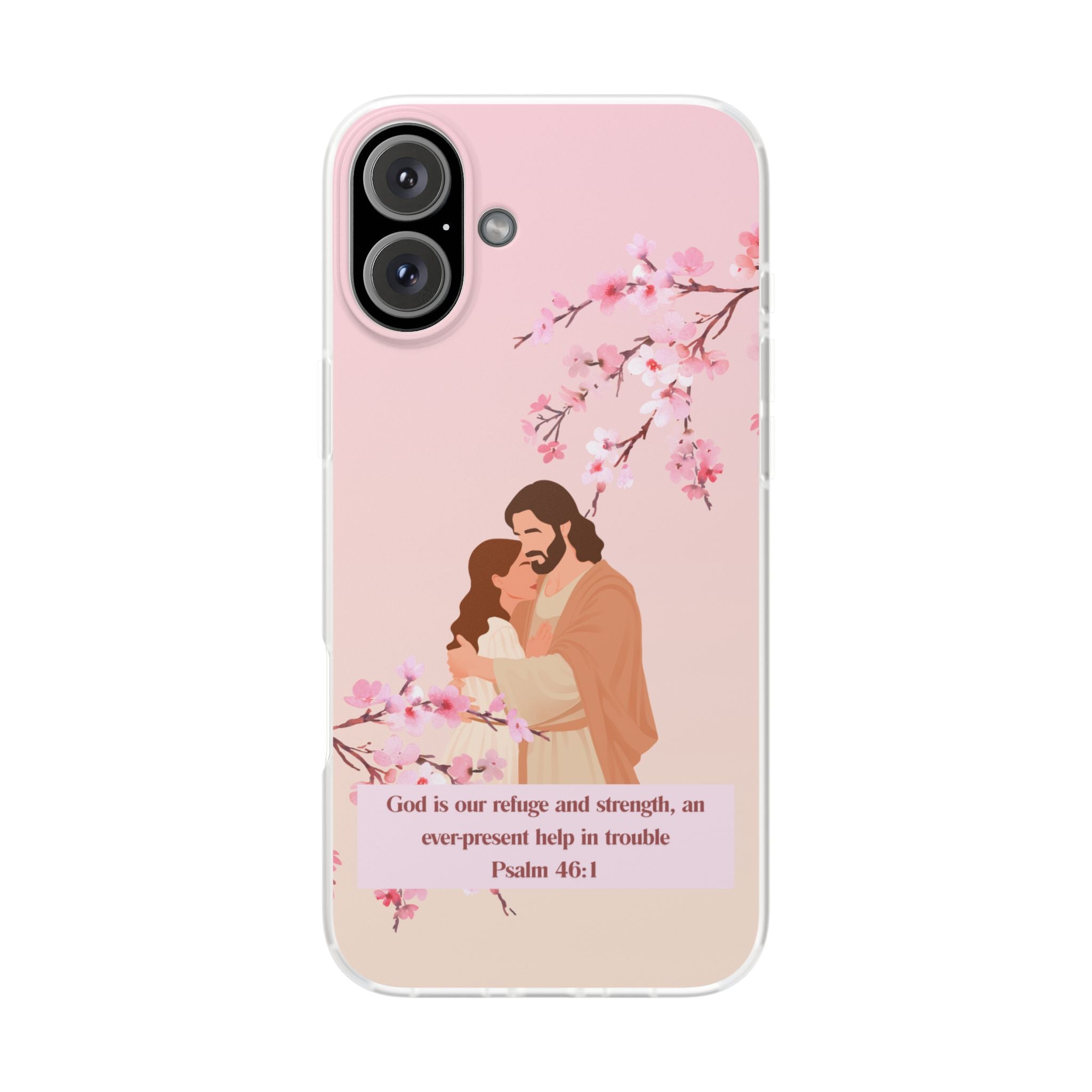 God Is Our Refuge – Psalm 46:1 Cherry Blossom Christian Flexi Phone Case