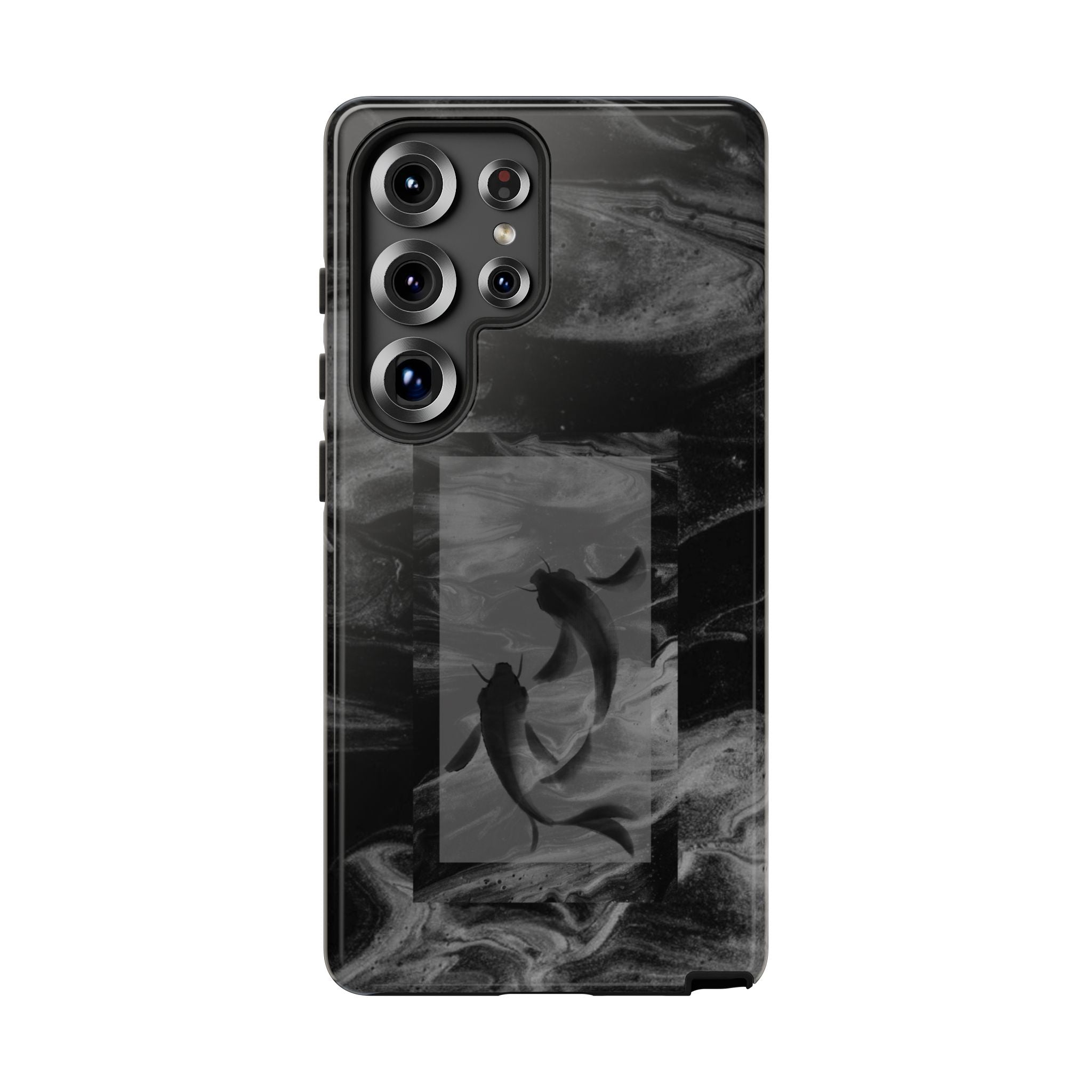 Koi Yin-Yang Marble Phone Case – Black Smoky Art Protection