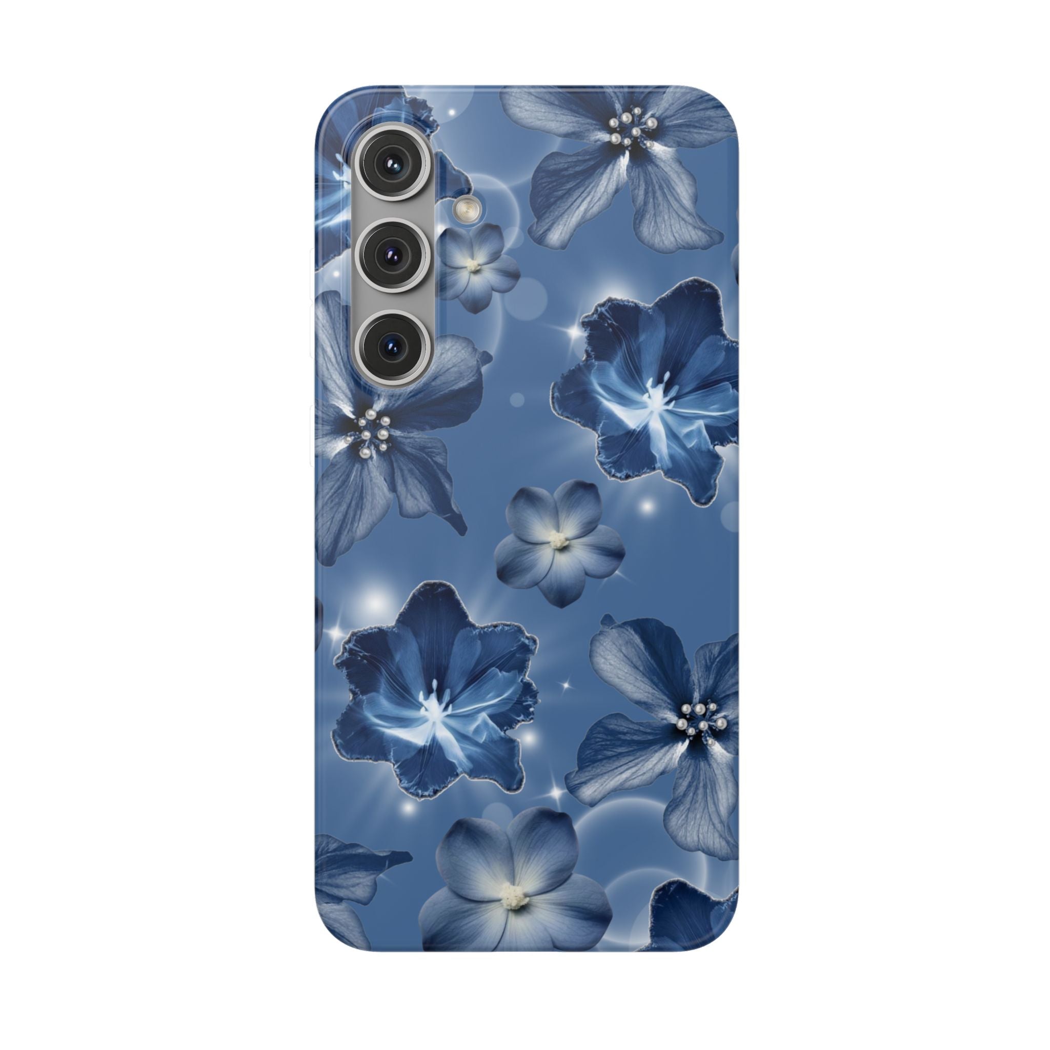 Blue Floral Phone Case — Soft Blue Blossoms Pattern for iPhone