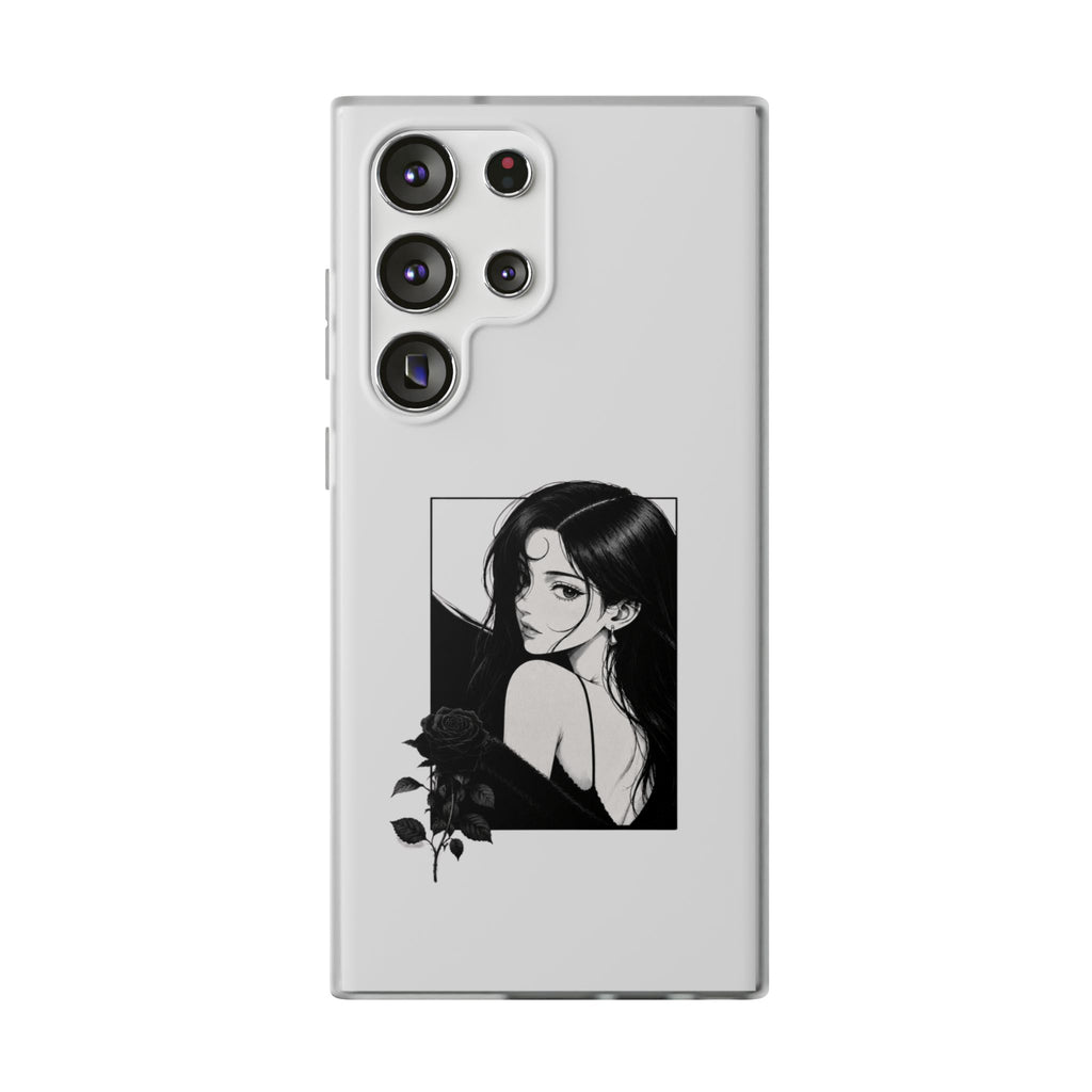 Anime Girl Noir Black Rose Illustration Flexi Case