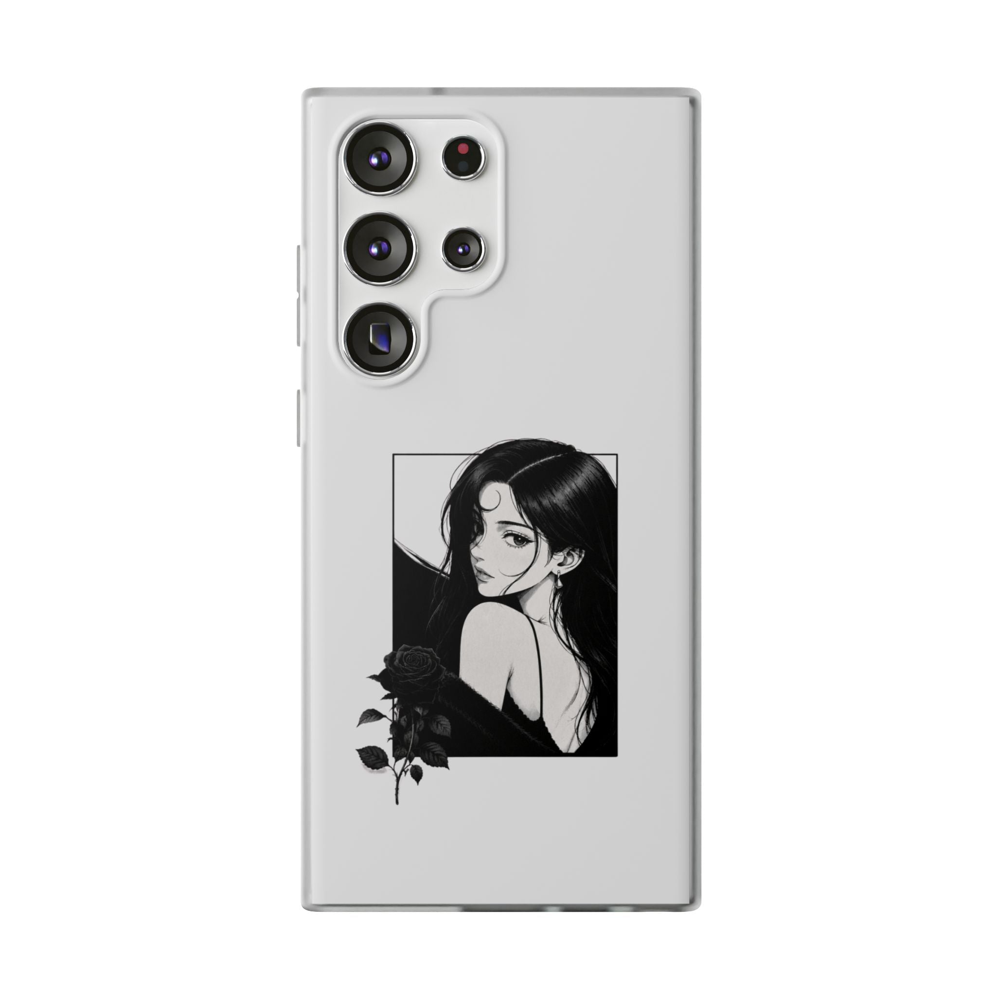 Anime Girl Noir Black Rose Illustration Flexi Case