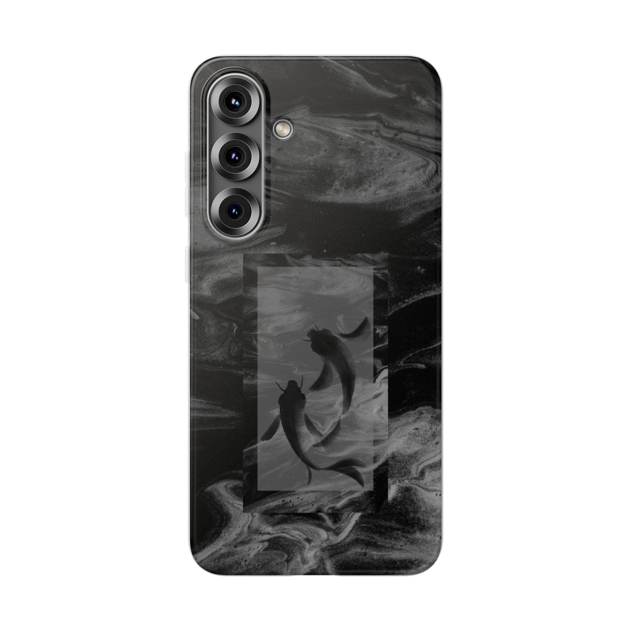 Black Koi Phone Case — Minimalist Monochrome Fish Design