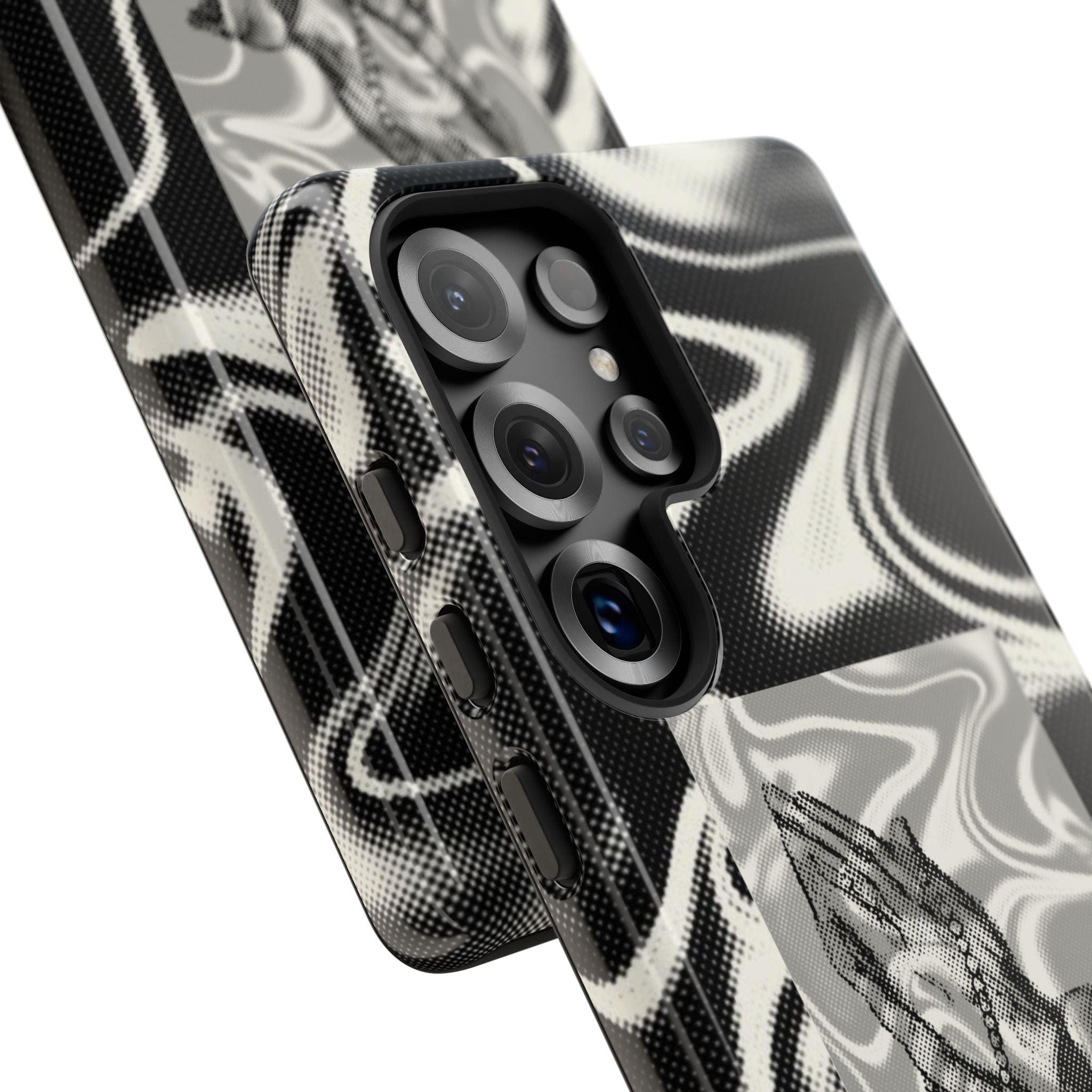 Praying Hands Phone Case – Black White Marble Spiritual Design