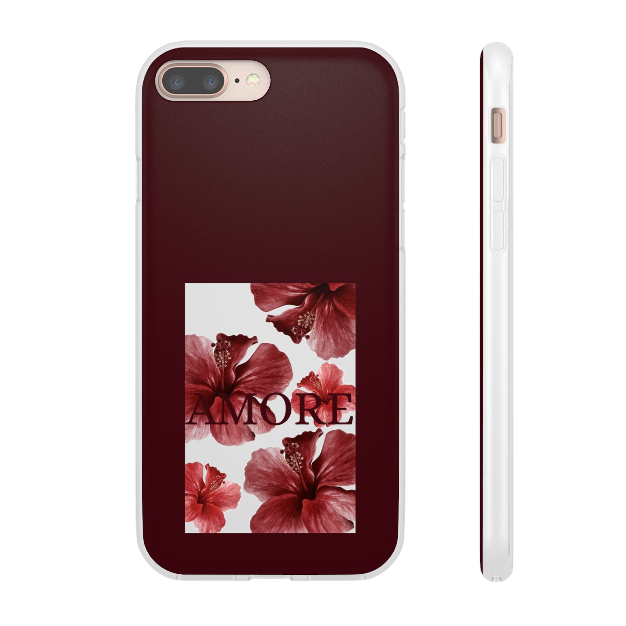 Floral Amore Phone Case — Burgundy Hibiscus Flexible Protection