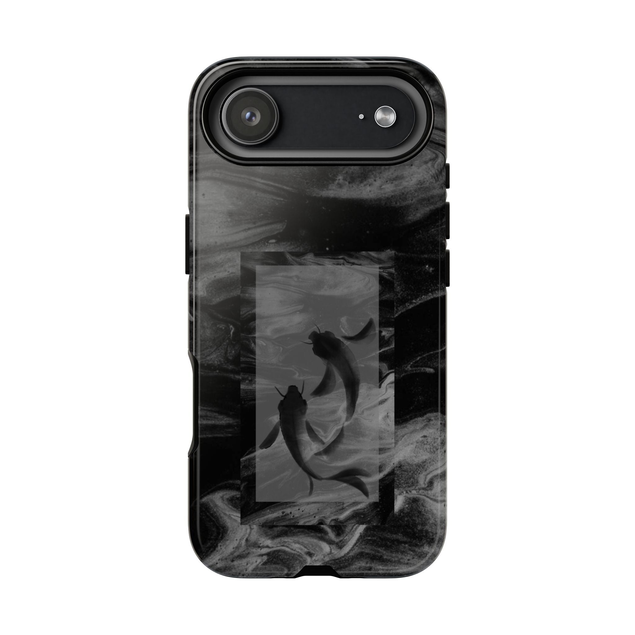 Koi Yin-Yang Marble Phone Case – Black Smoky Art Protection