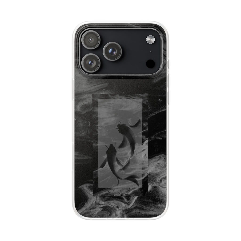 Black Koi Phone Case — Minimalist Monochrome Fish Design