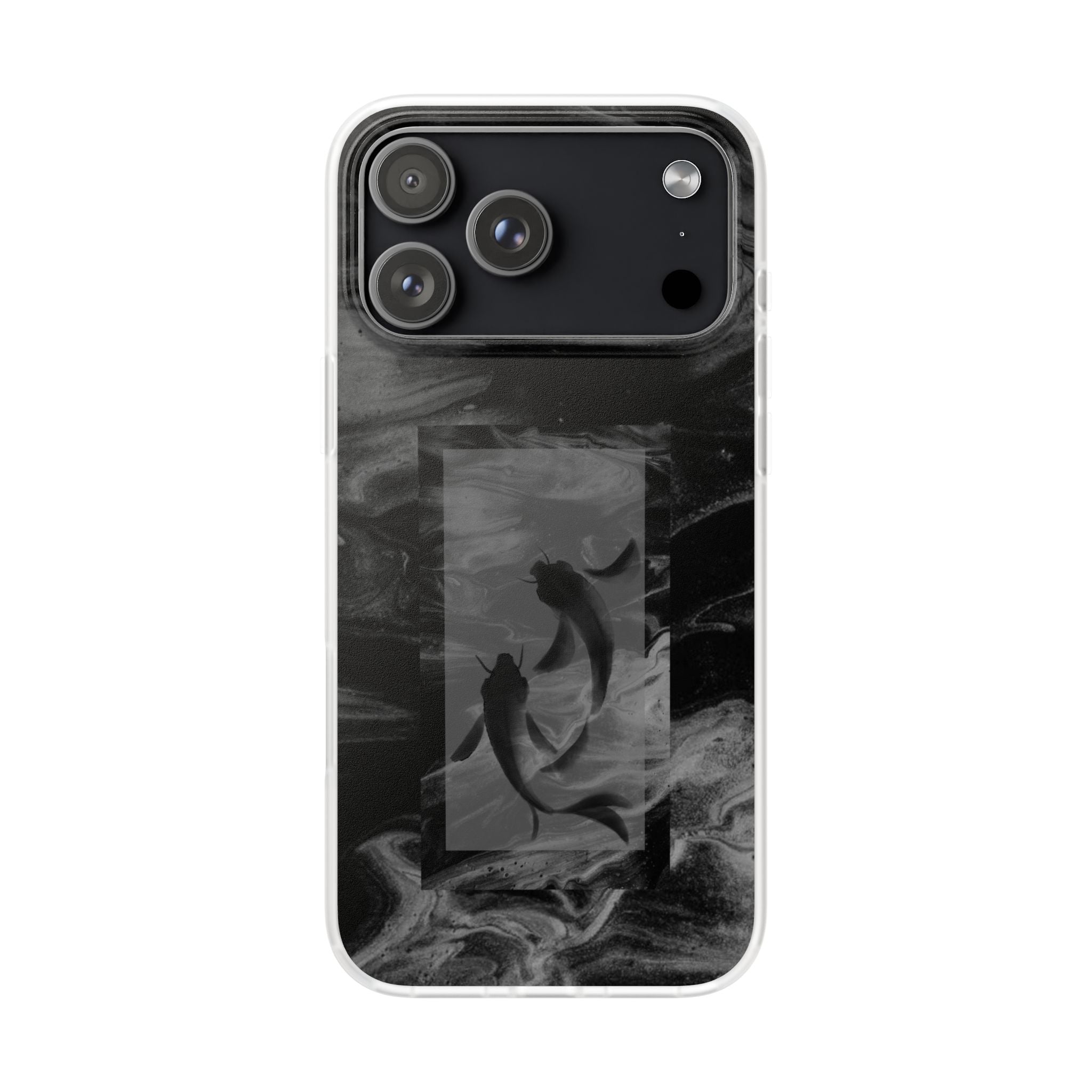 Black Koi Phone Case — Minimalist Monochrome Fish Design