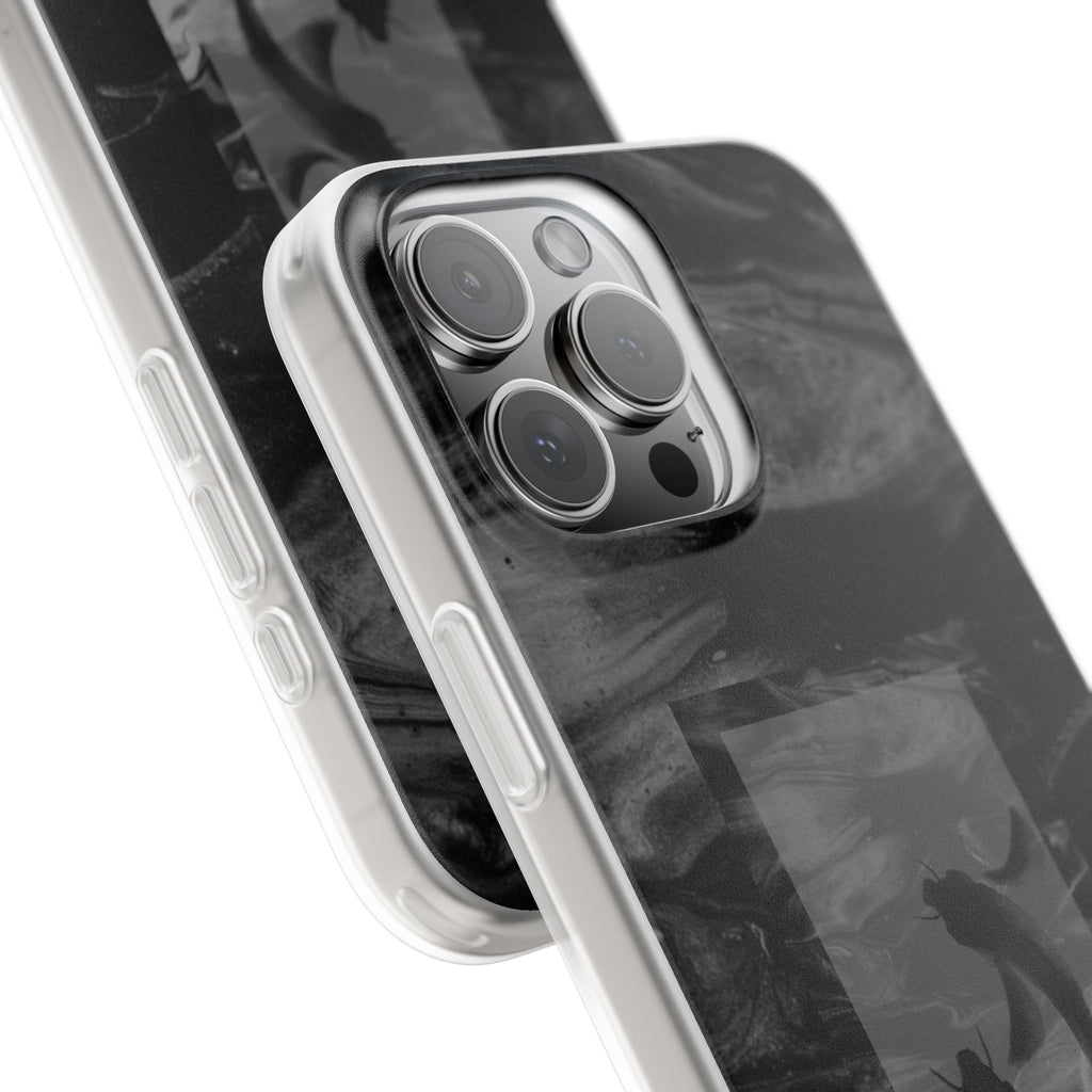 Black Koi Phone Case — Minimalist Monochrome Fish Design