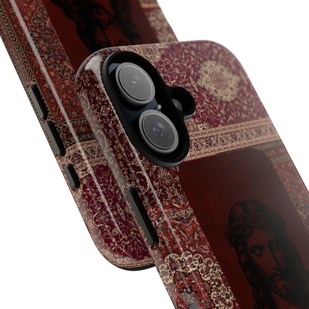 Religious Vintage Rug Phone Case — Jesus Portrait Tough Case