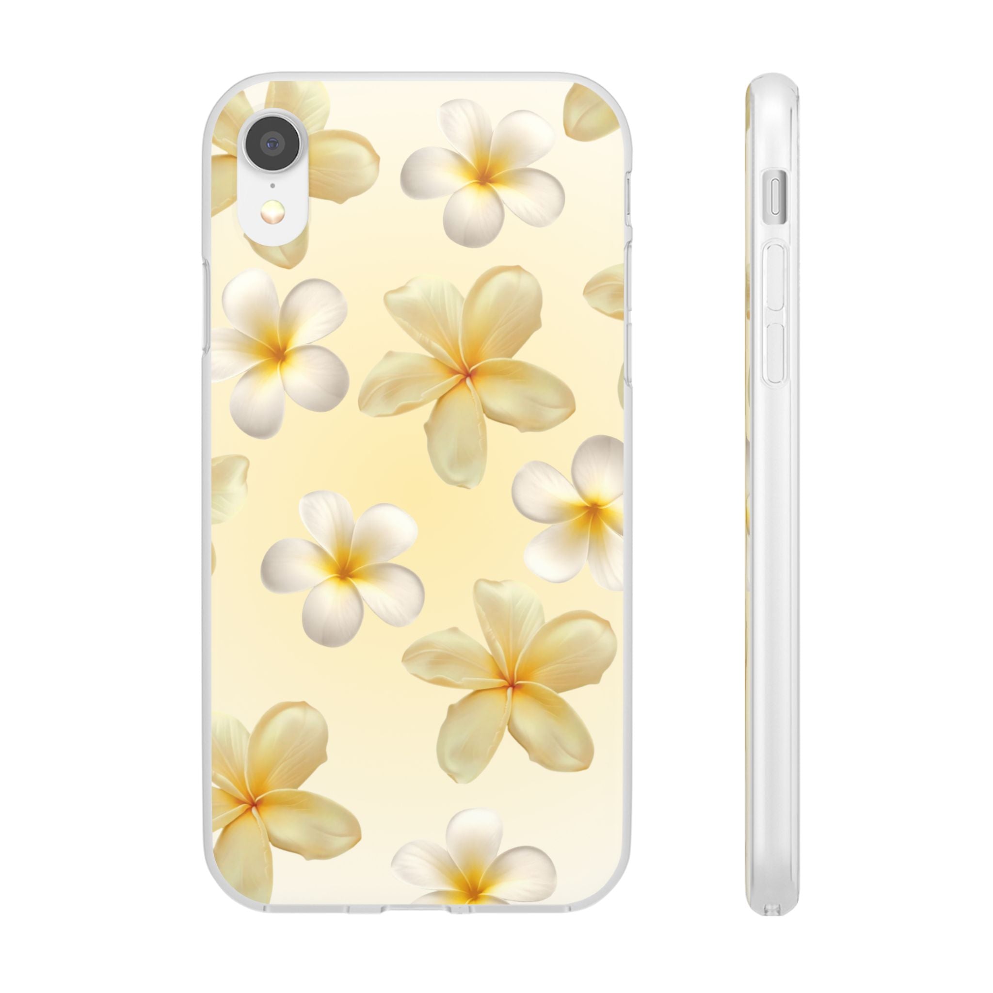 Plumeria Floral Flexi Phone Case — Tropical Yellow Flower Protective Cover