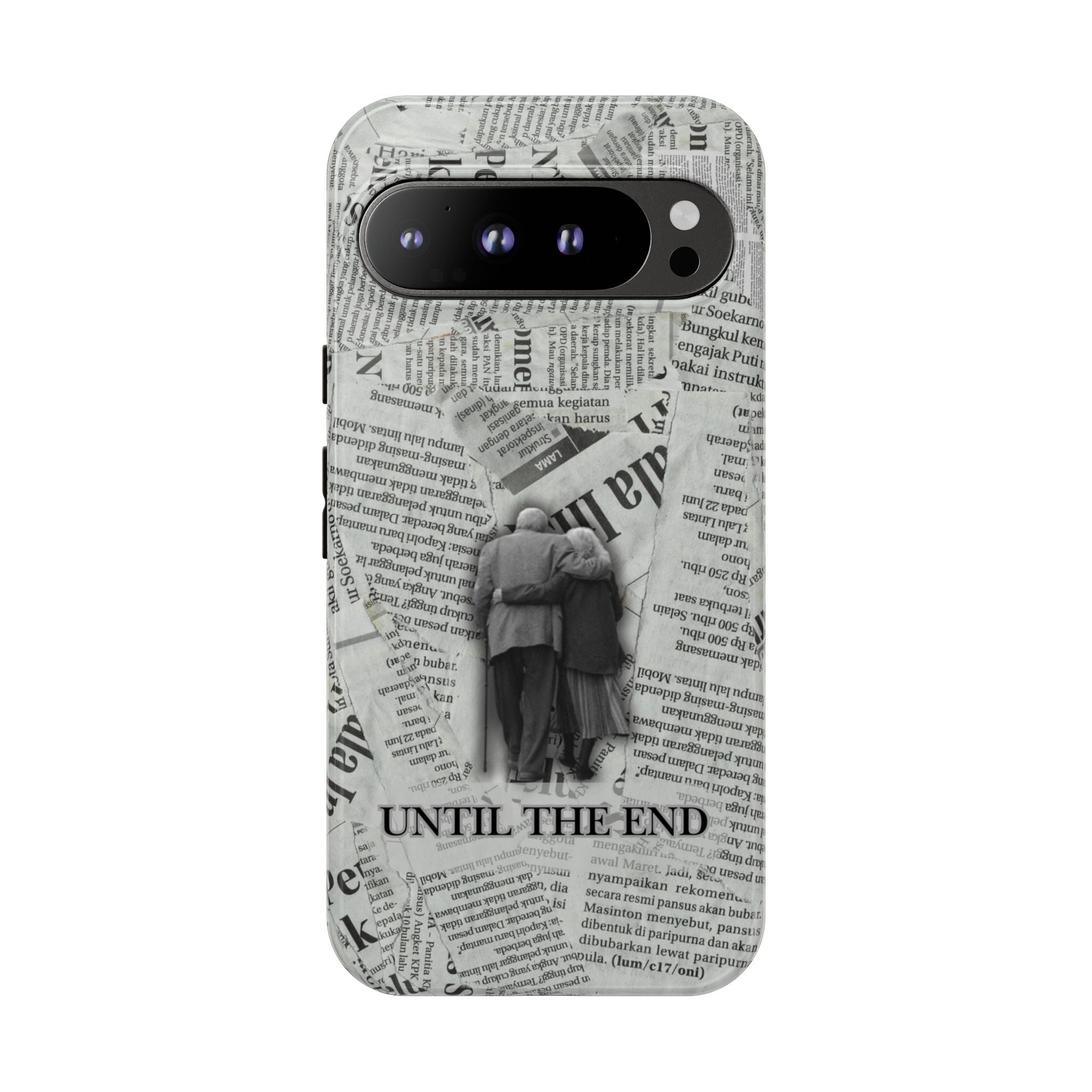 Until the End Newspaper Collage Phone Case