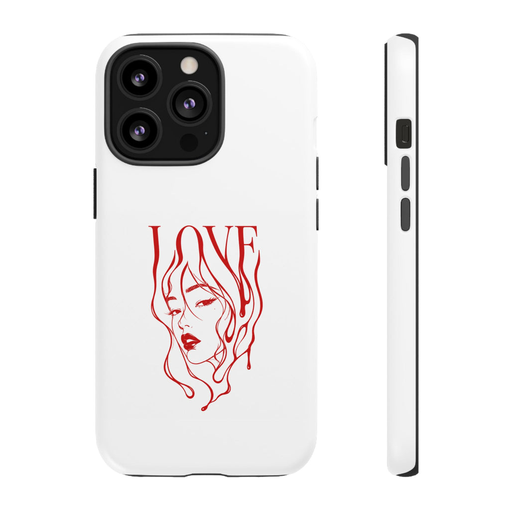 Red Line Art 'Love' Face Design - Tough Case