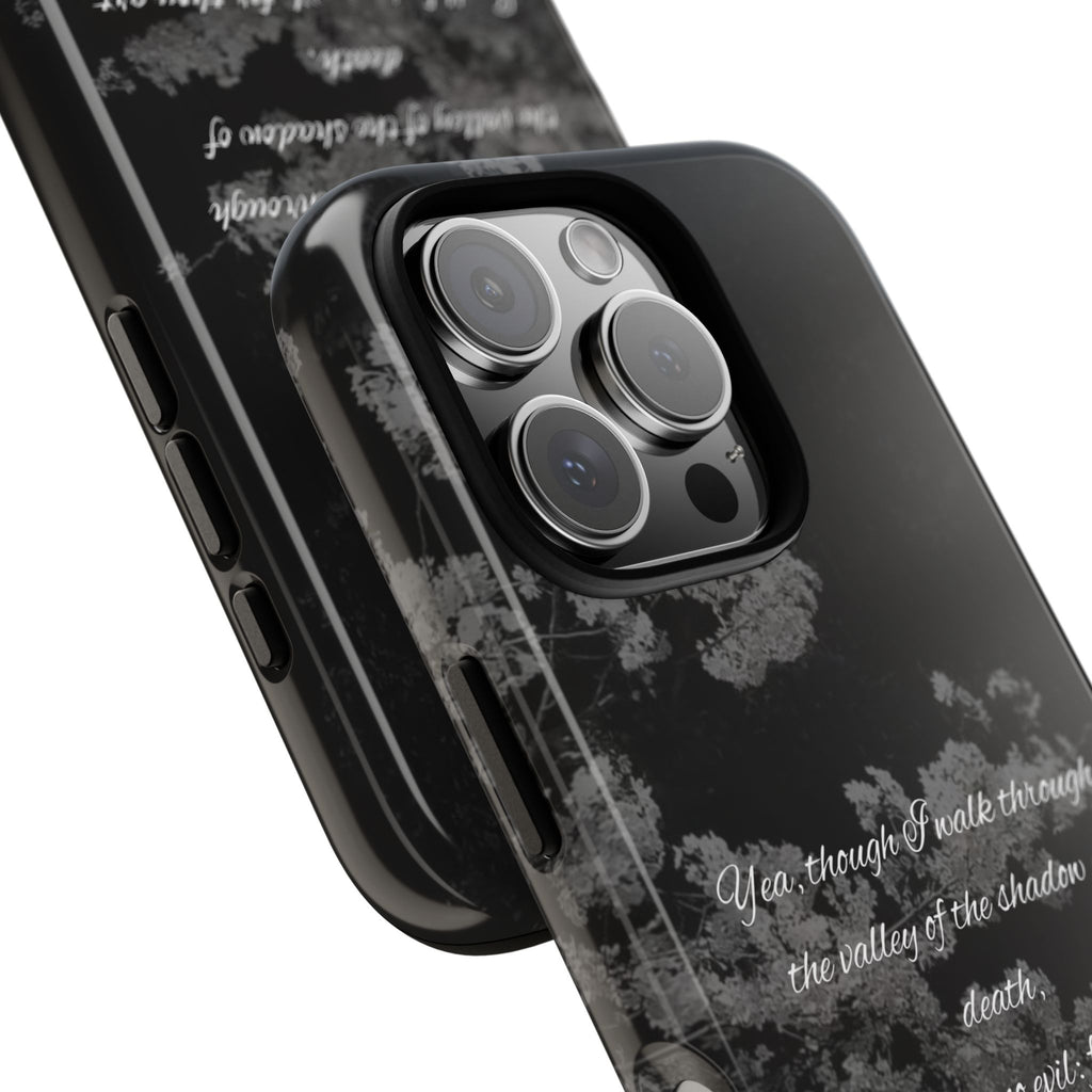 Bible Verse Phone Case — Psalm 23:4 Comfort Black Protective Cover