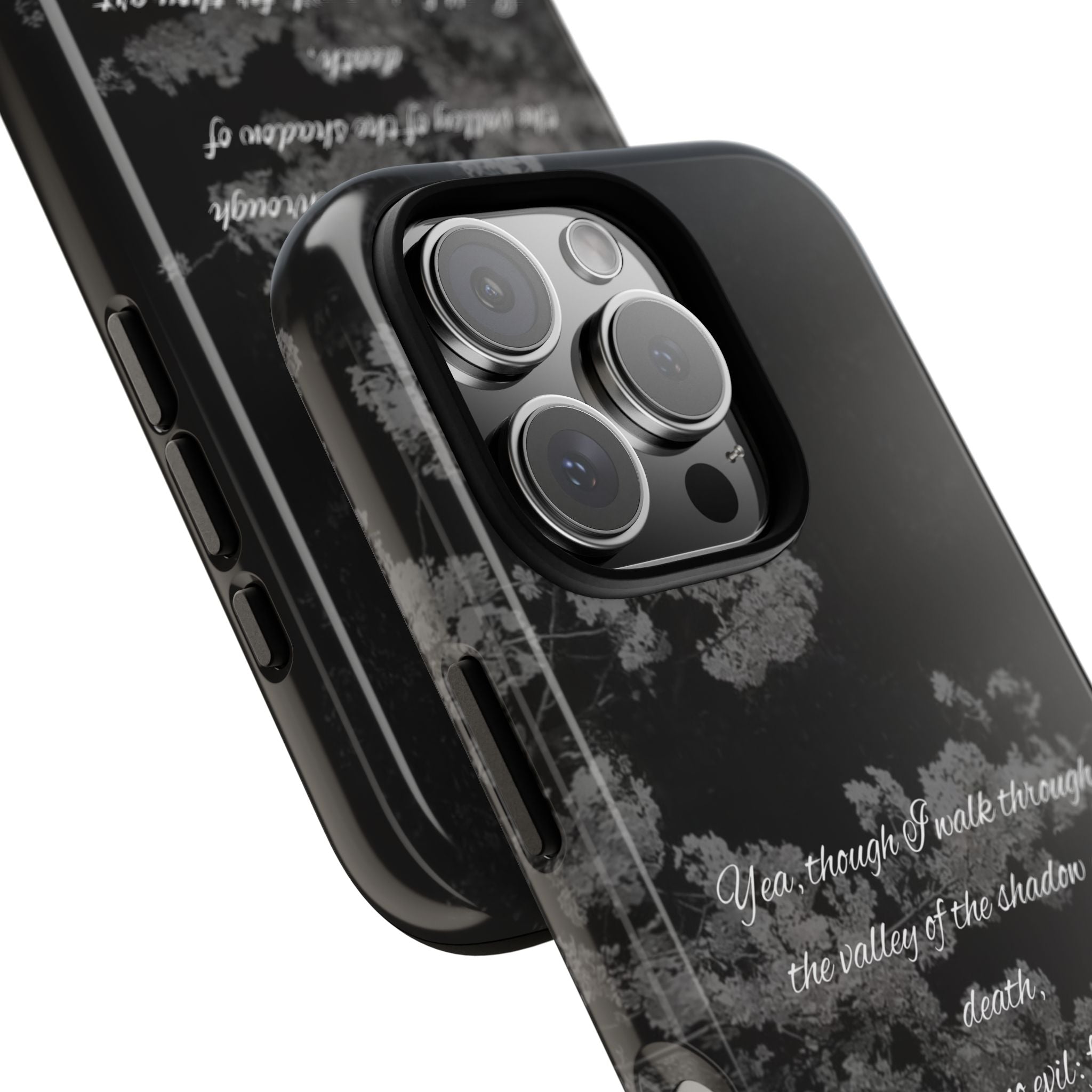 Bible Verse Phone Case — Psalm 23:4 Comfort Black Protective Cover
