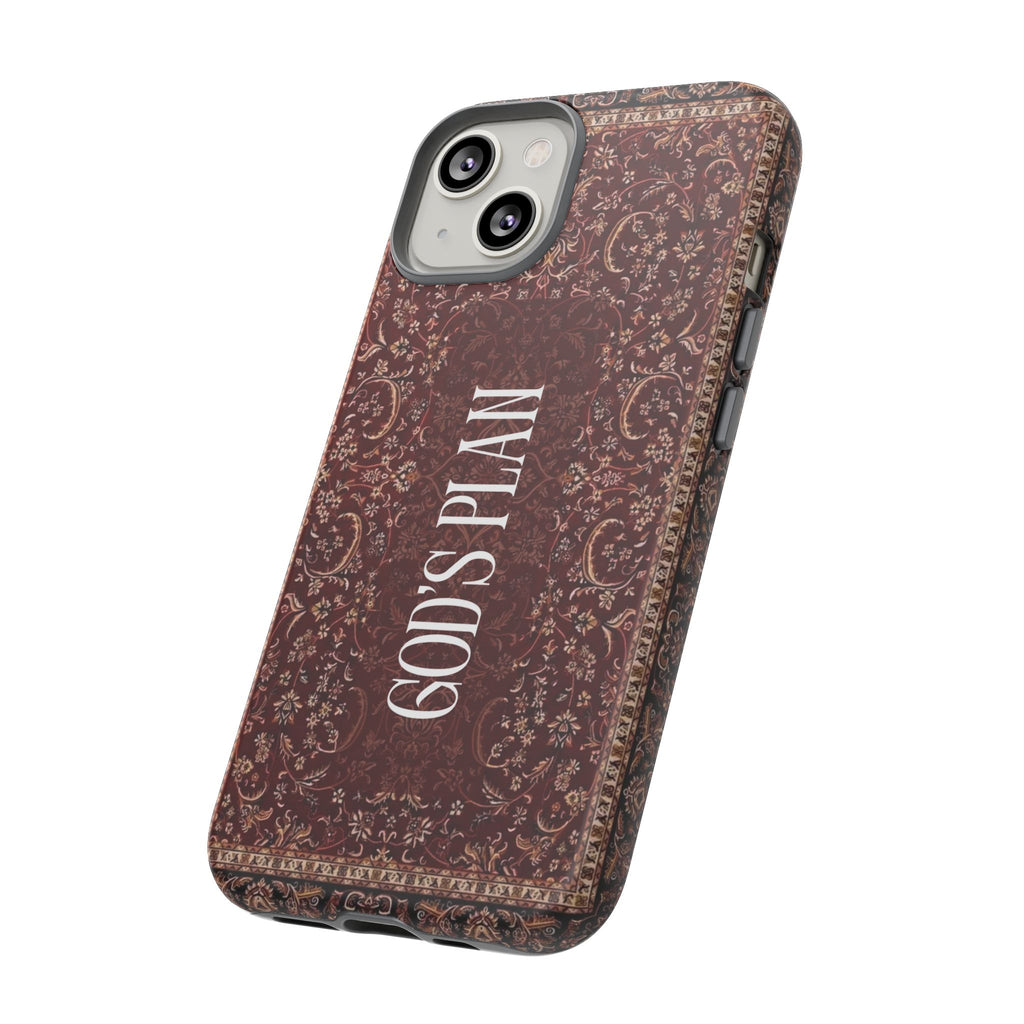God's Plan — Vintage Tapestry Christian Tough Phone Case | Boho Faith Cover