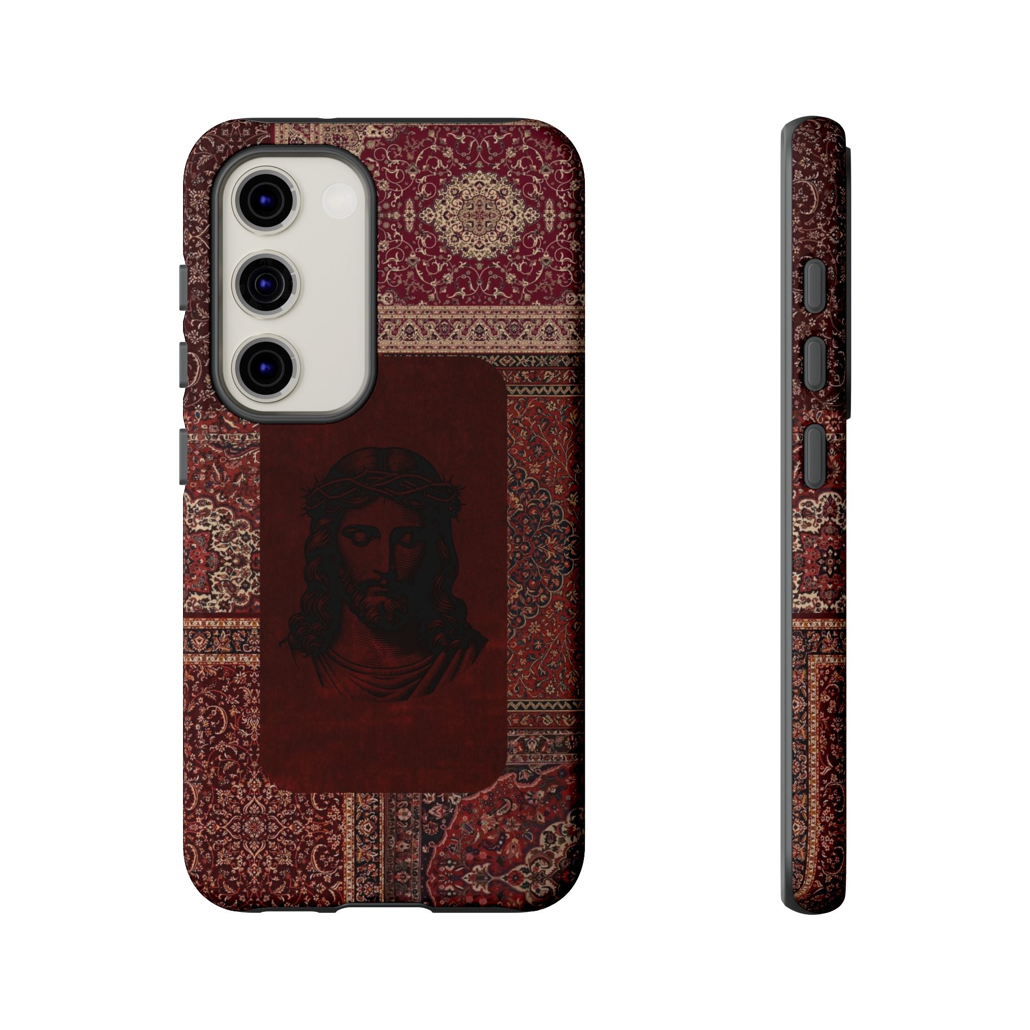Religious Vintage Rug Phone Case — Jesus Portrait Tough Case