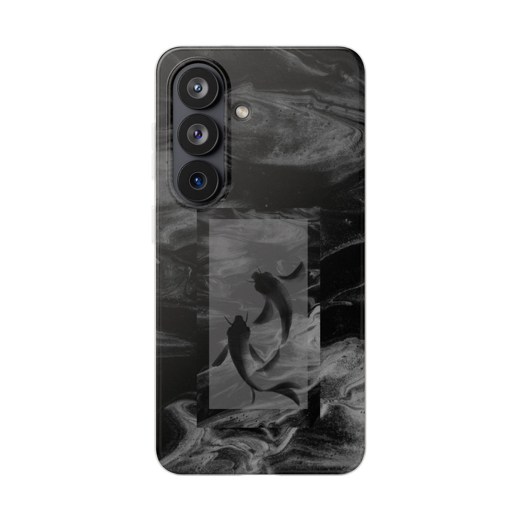 Black Koi Phone Case — Minimalist Monochrome Fish Design