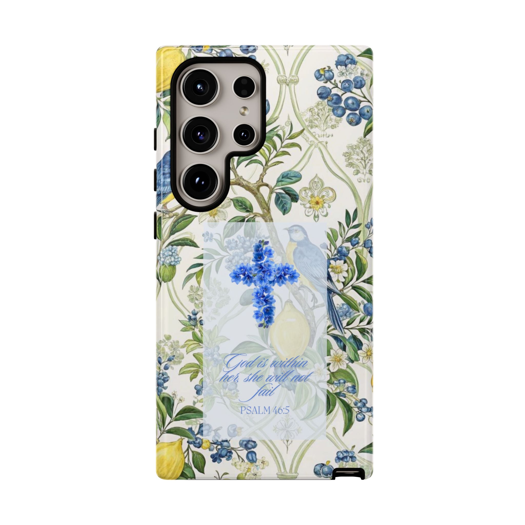 Floral Cross Tough Phone Case — Psalms Blessing Protective Cover