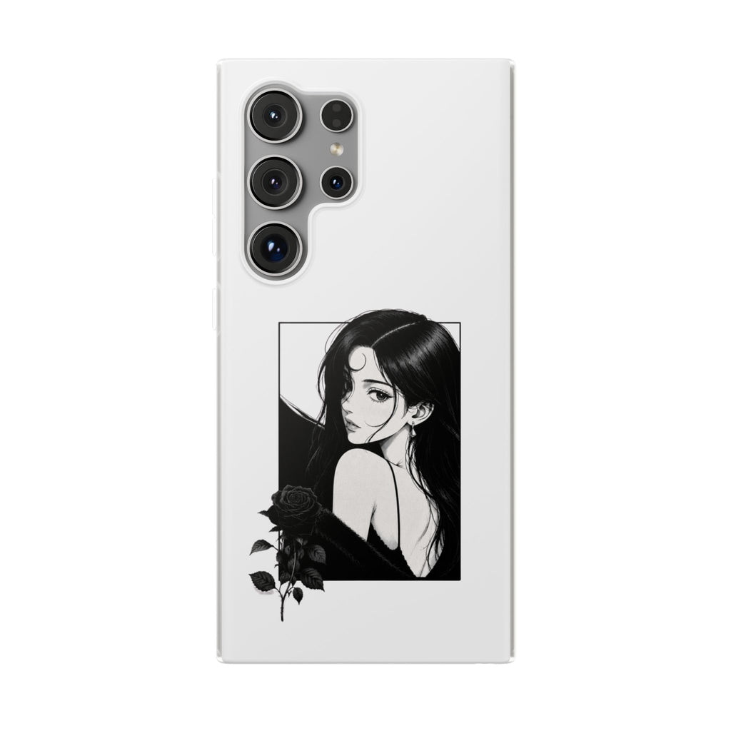 Anime Girl Noir Black Rose Illustration Flexi Case