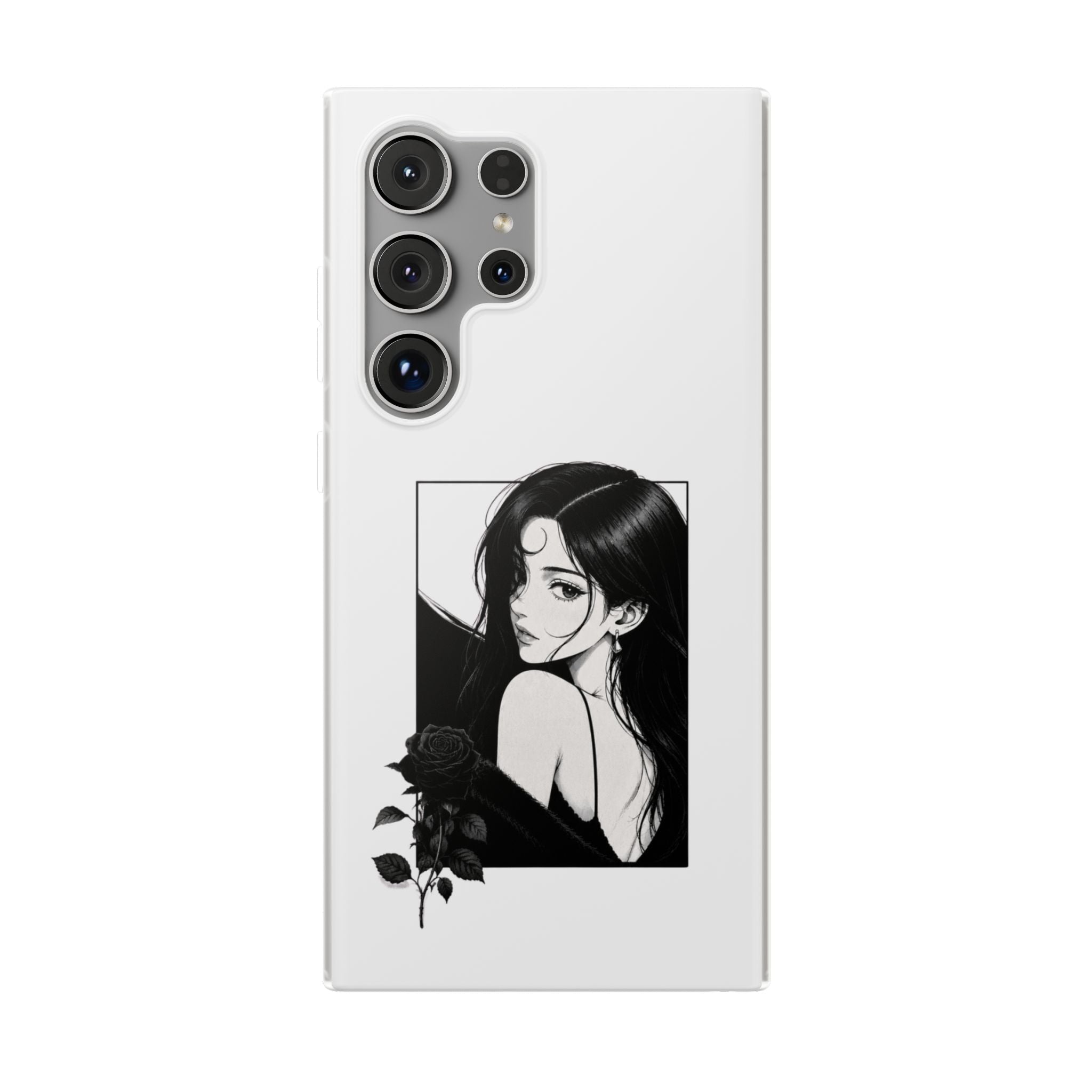 Anime Girl Noir Black Rose Illustration Flexi Case