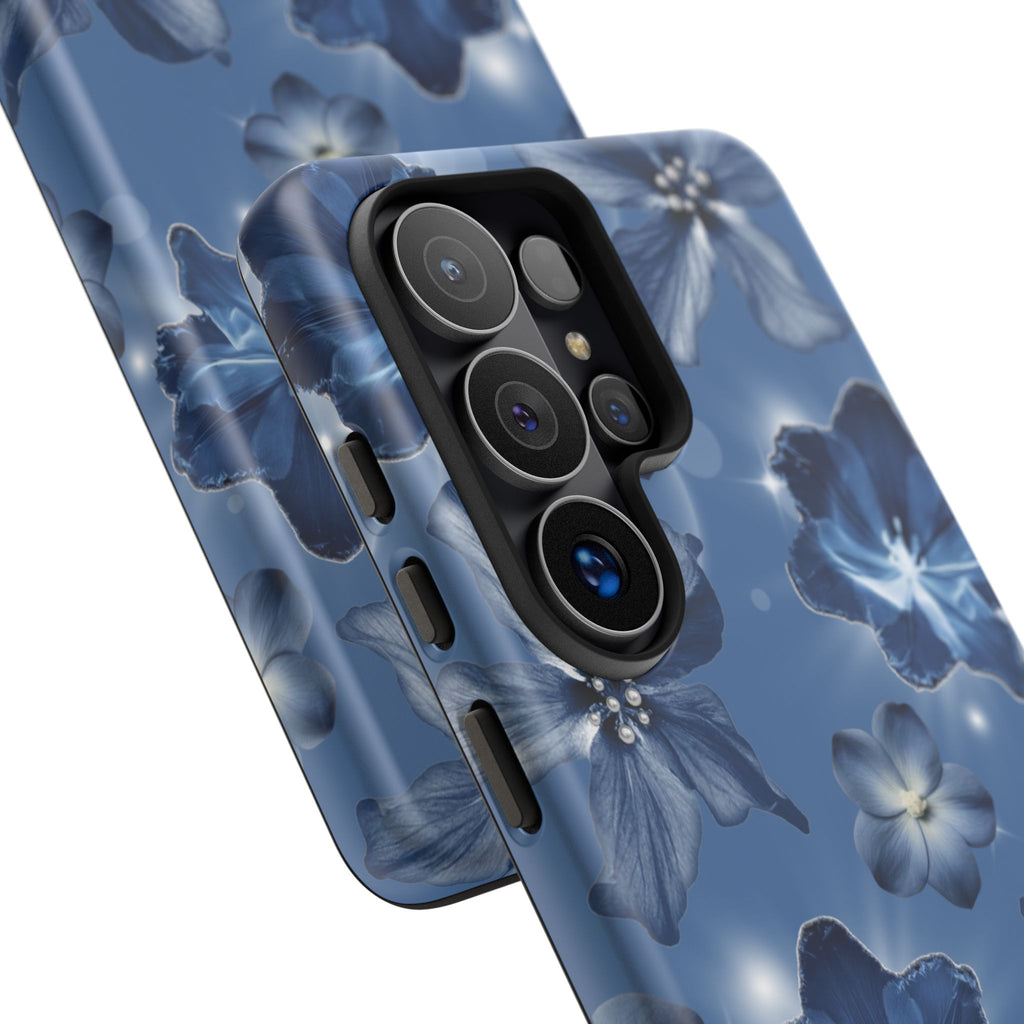 Blue Floral Tough Phone Case — Protective Blossom Design